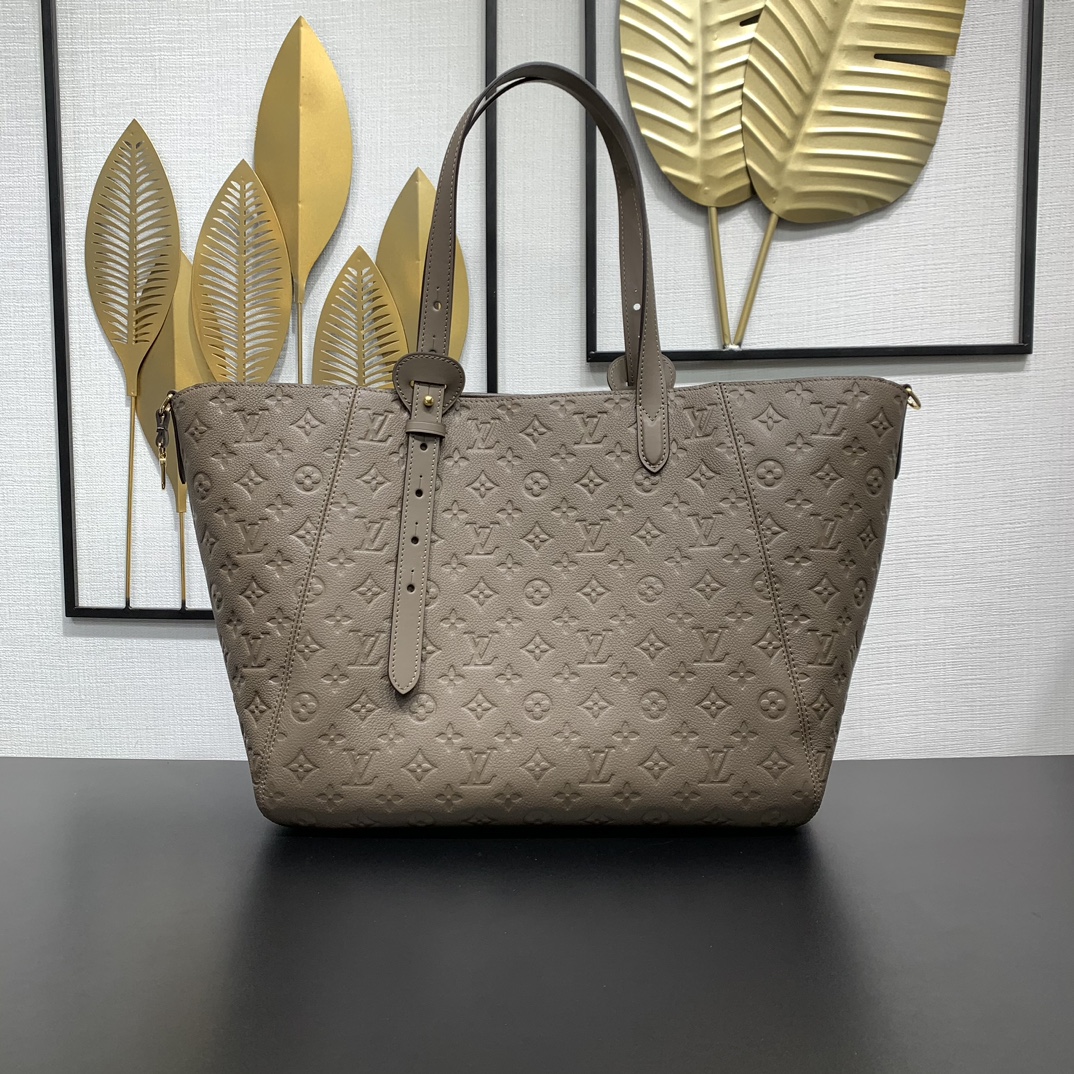 LV高仿灰色壓花托特包 鎖扣設計精品新款｜歐美奢侈品精品推薦