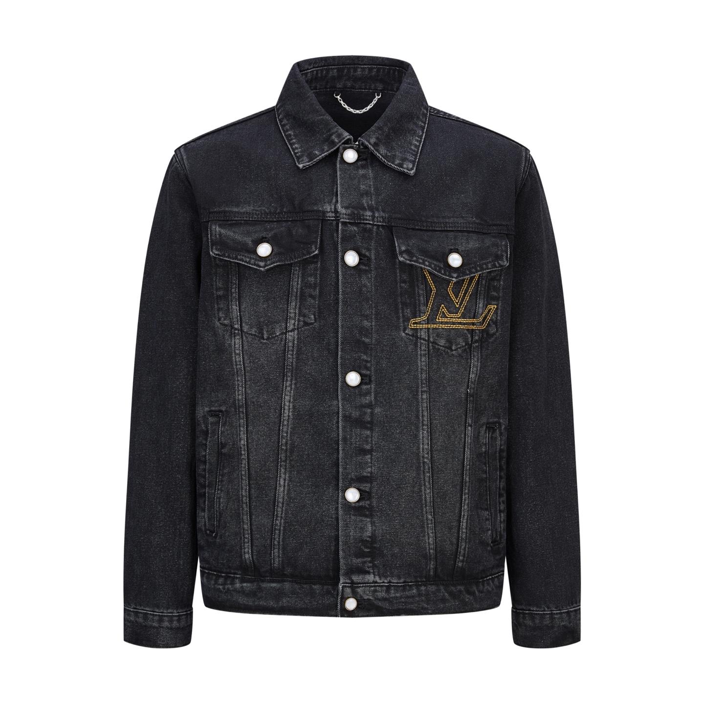 LV一比一男士牛仔外套 水洗仿舊LOGO刺繡潮流休閒款