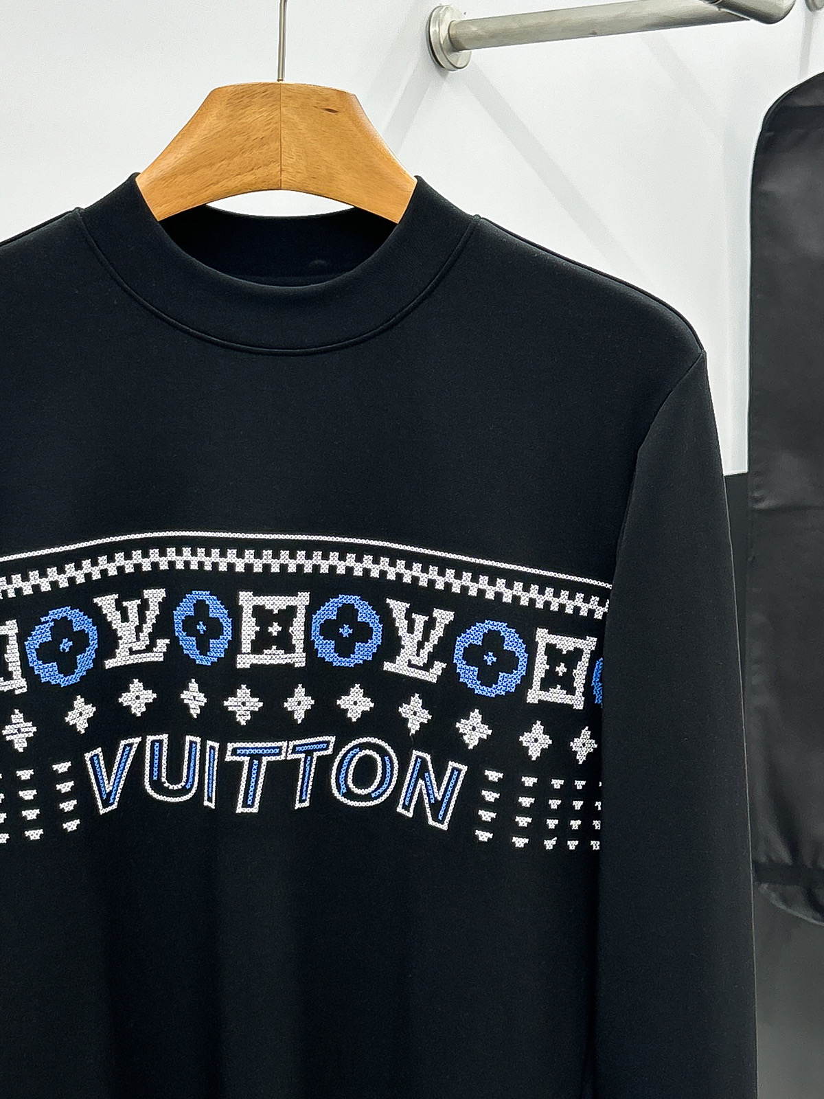 LV高仿男士黑色滿版印花T恤 長袖冬季潮流花紋上衣｜歐美奢侈品精品推薦