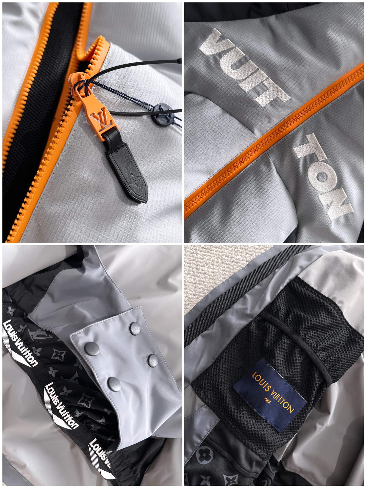 LV 一比一灰橘撞色羽絨外套 防風保暖冬季潮流款｜歐美奢侈品精品推薦