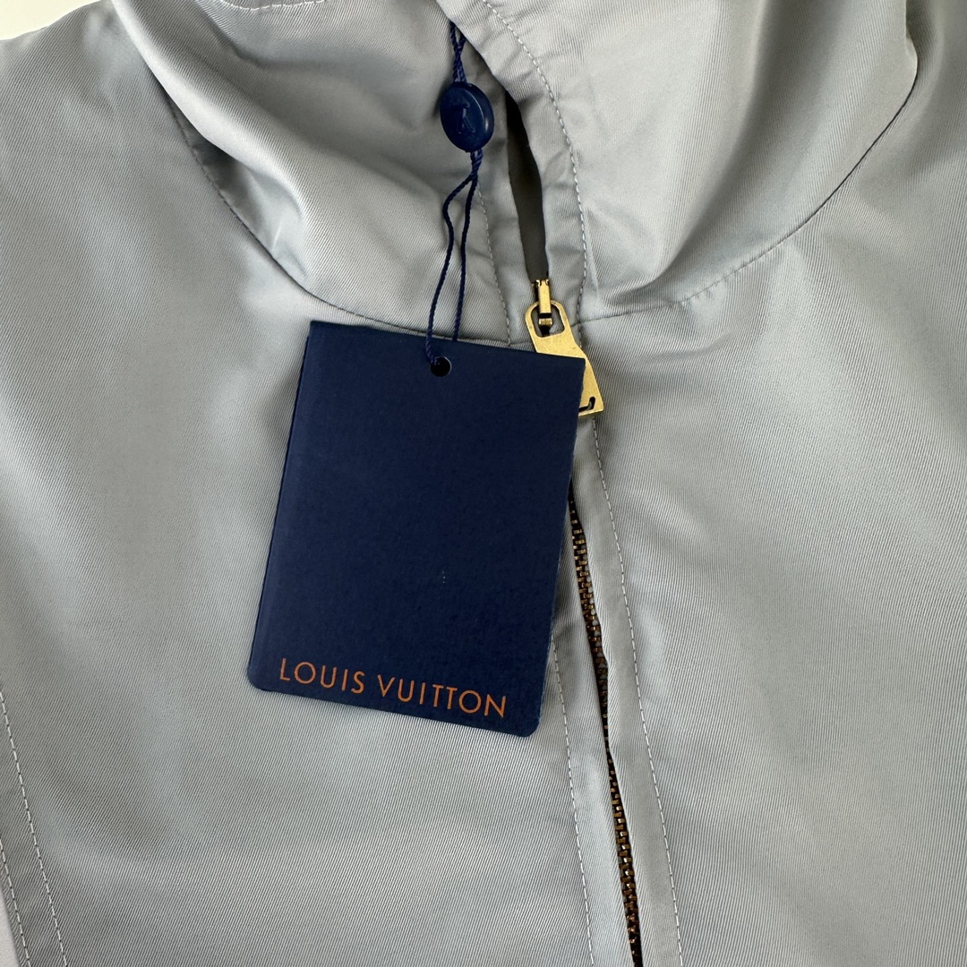 LV 高仿灰黃撞色風衣外套 秋季輕盈防風設計