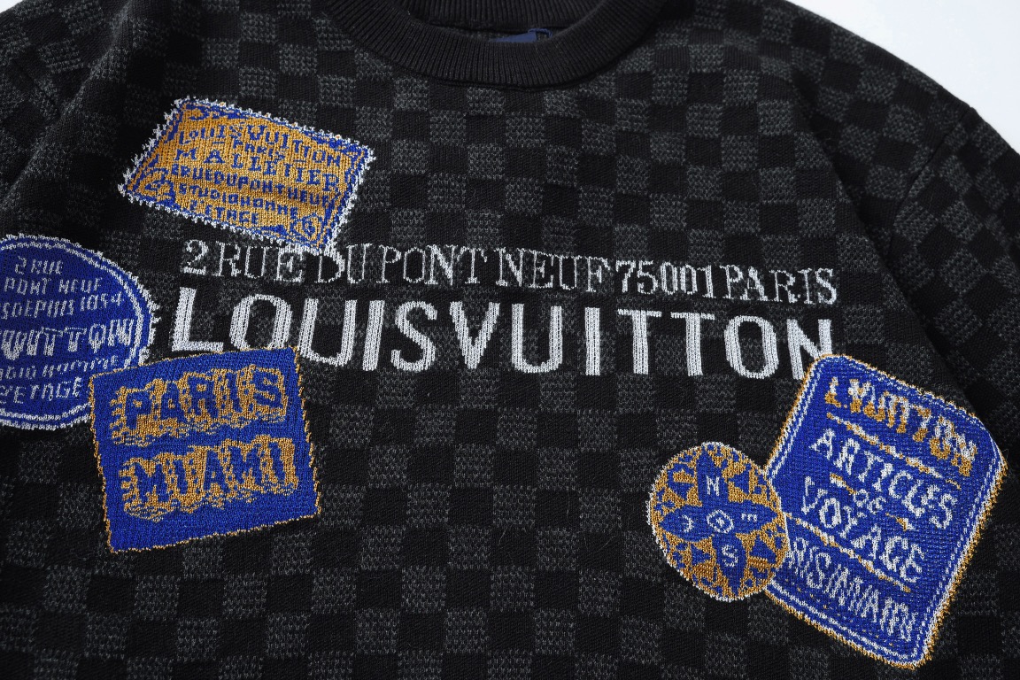 LV 原單黑色棋盤格徽章短袖T恤 復古高端休閒款｜歐美奢侈品精品推薦