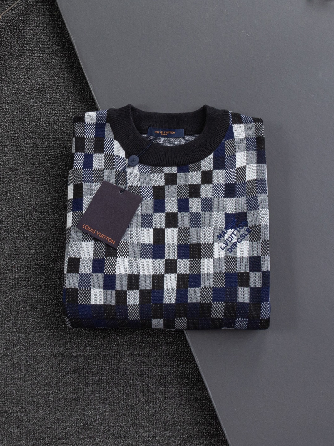 LV原單男士棋盤格針織長袖 低調奢華風格穿搭｜歐美奢侈品精品推薦