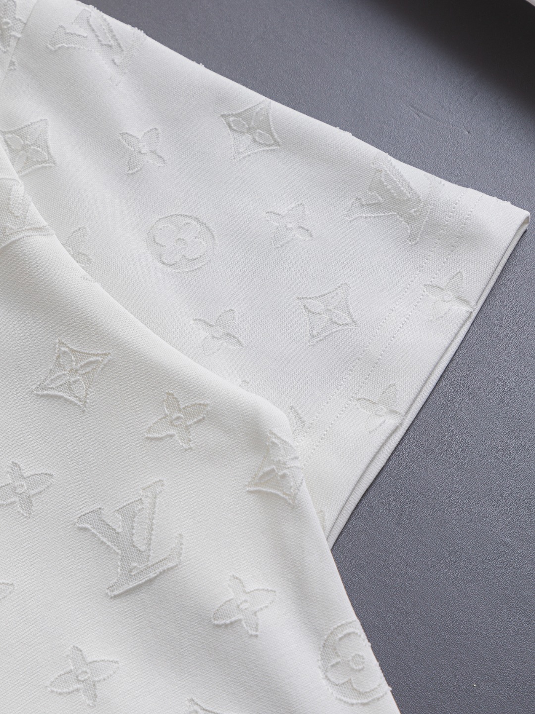 LV高仿男士白色短袖 老花滿版圖案簡約設計｜歐美奢侈品精品推薦