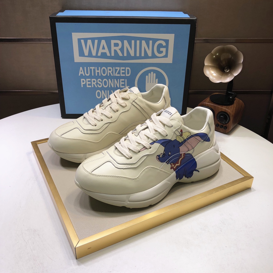 Gucci一比一小飛象塗鴉男士運動鞋 童趣印花厚底復刻款