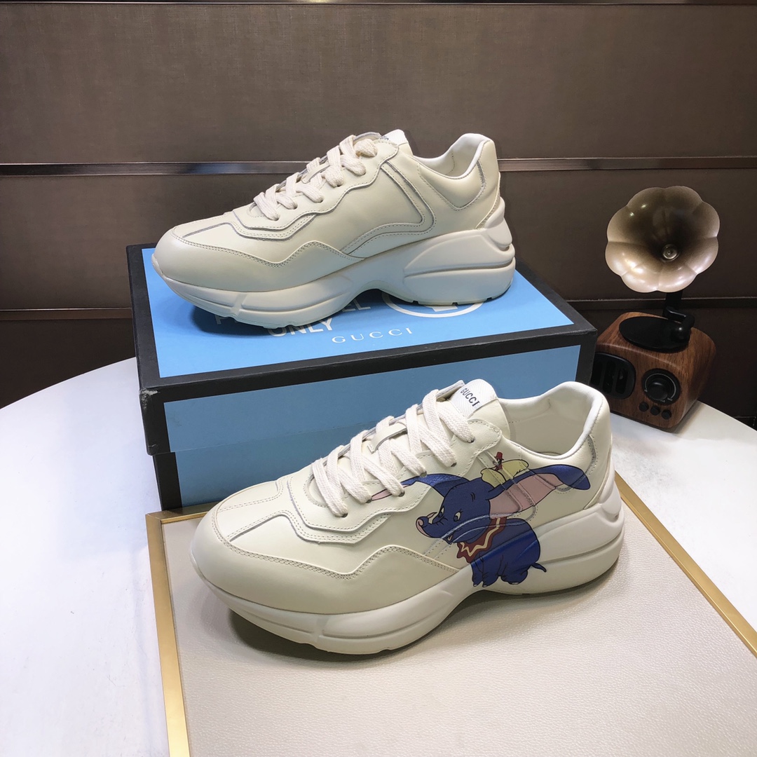 Gucci一比一小飛象塗鴉男士運動鞋 童趣印花厚底復刻款｜歐美奢侈品精品推薦
