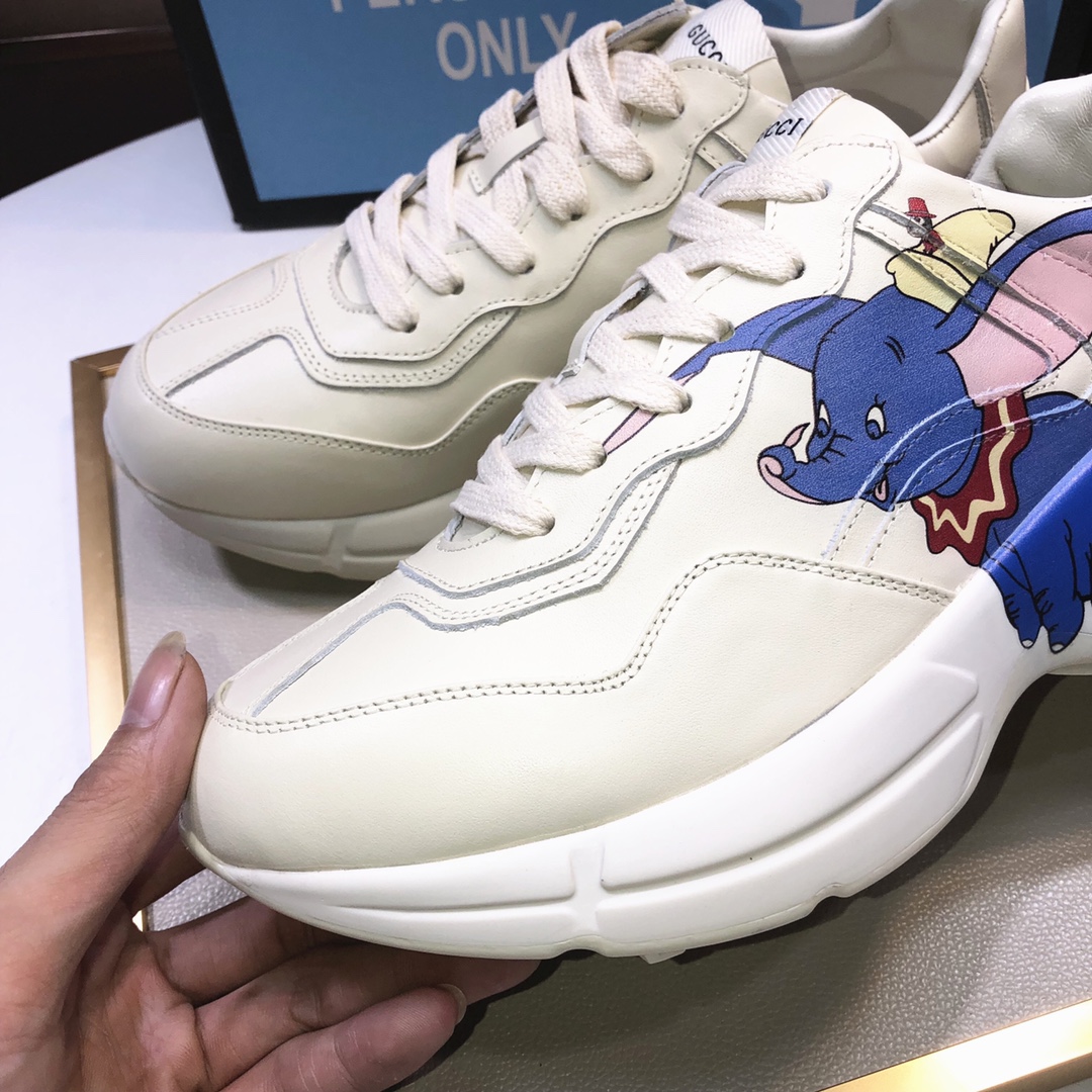Gucci一比一小飛象塗鴉男士運動鞋 童趣印花厚底復刻款｜歐美奢侈品精品推薦