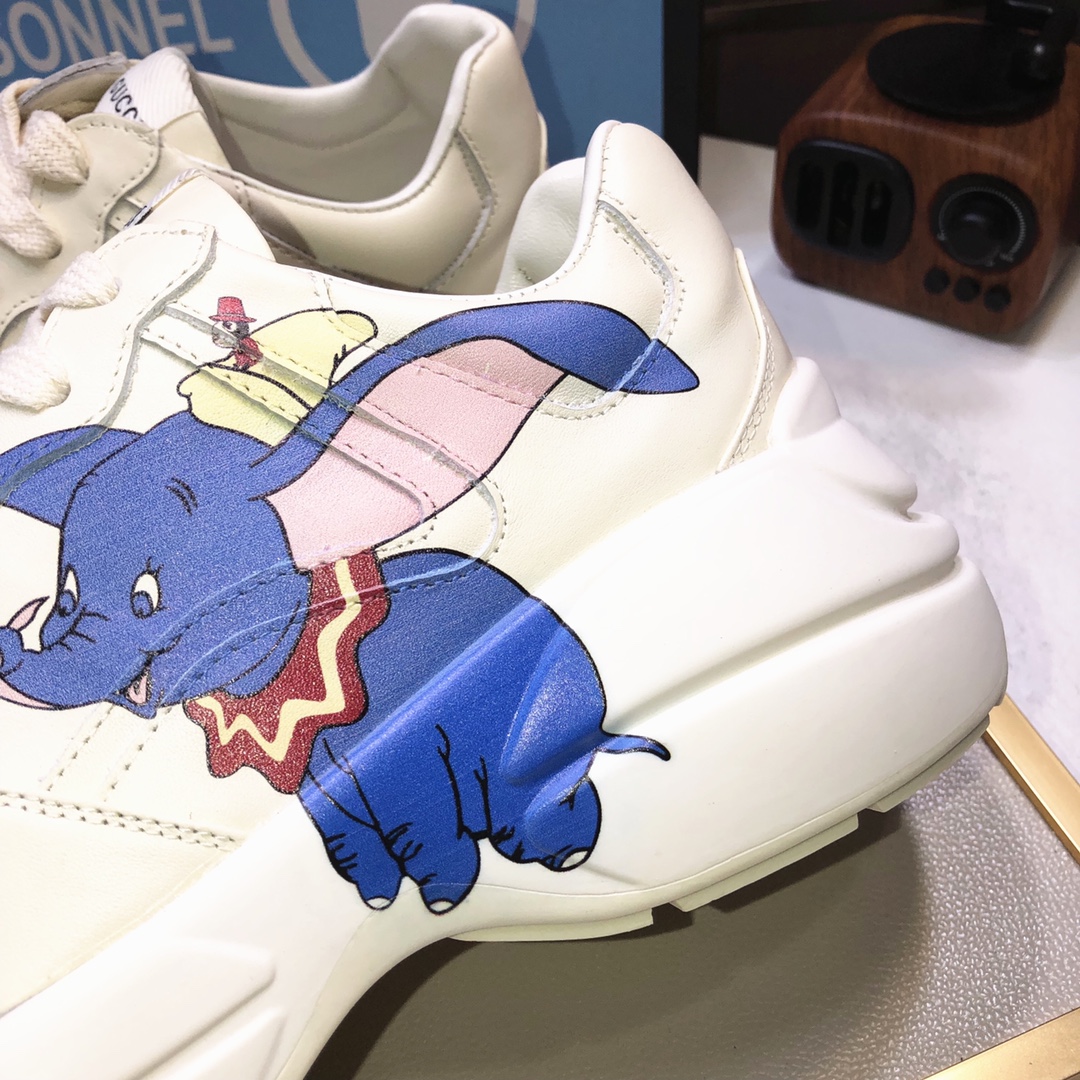 Gucci一比一小飛象塗鴉男士運動鞋 童趣印花厚底復刻款｜歐美奢侈品精品推薦