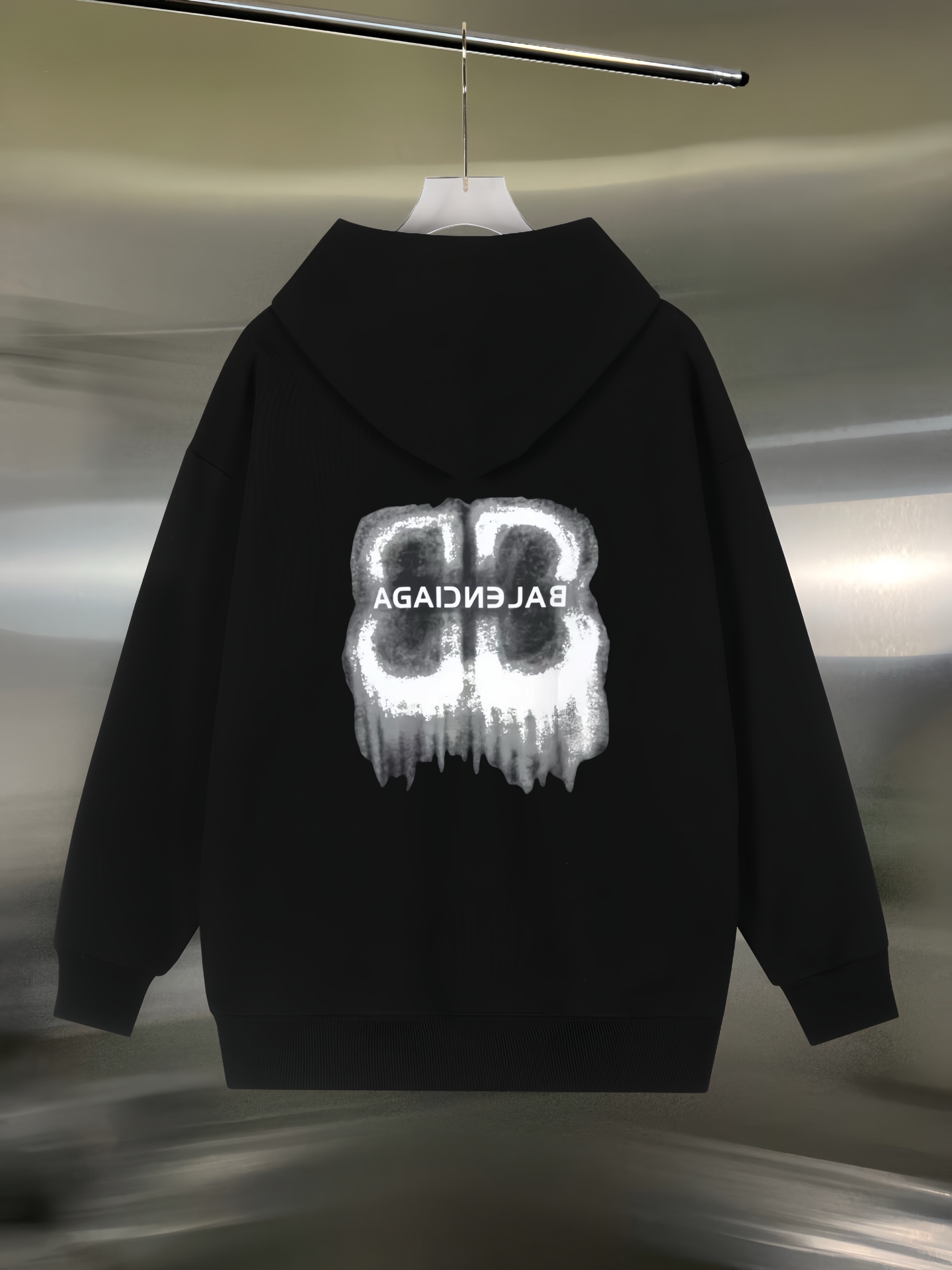 Balenciaga一比一黑色連帽衛衣男士街頭風塗鴉字母印花款| 11 Balenciaga一比一黑色連帽衛衣男士街頭風塗鴉字母印花款