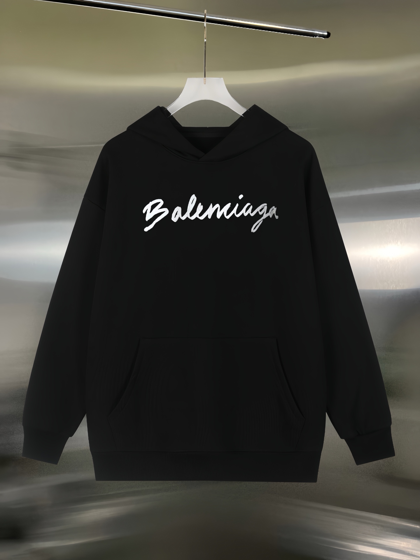 Balenciaga高仿連帽衛衣黑色手寫字體設計男款街頭時尚感