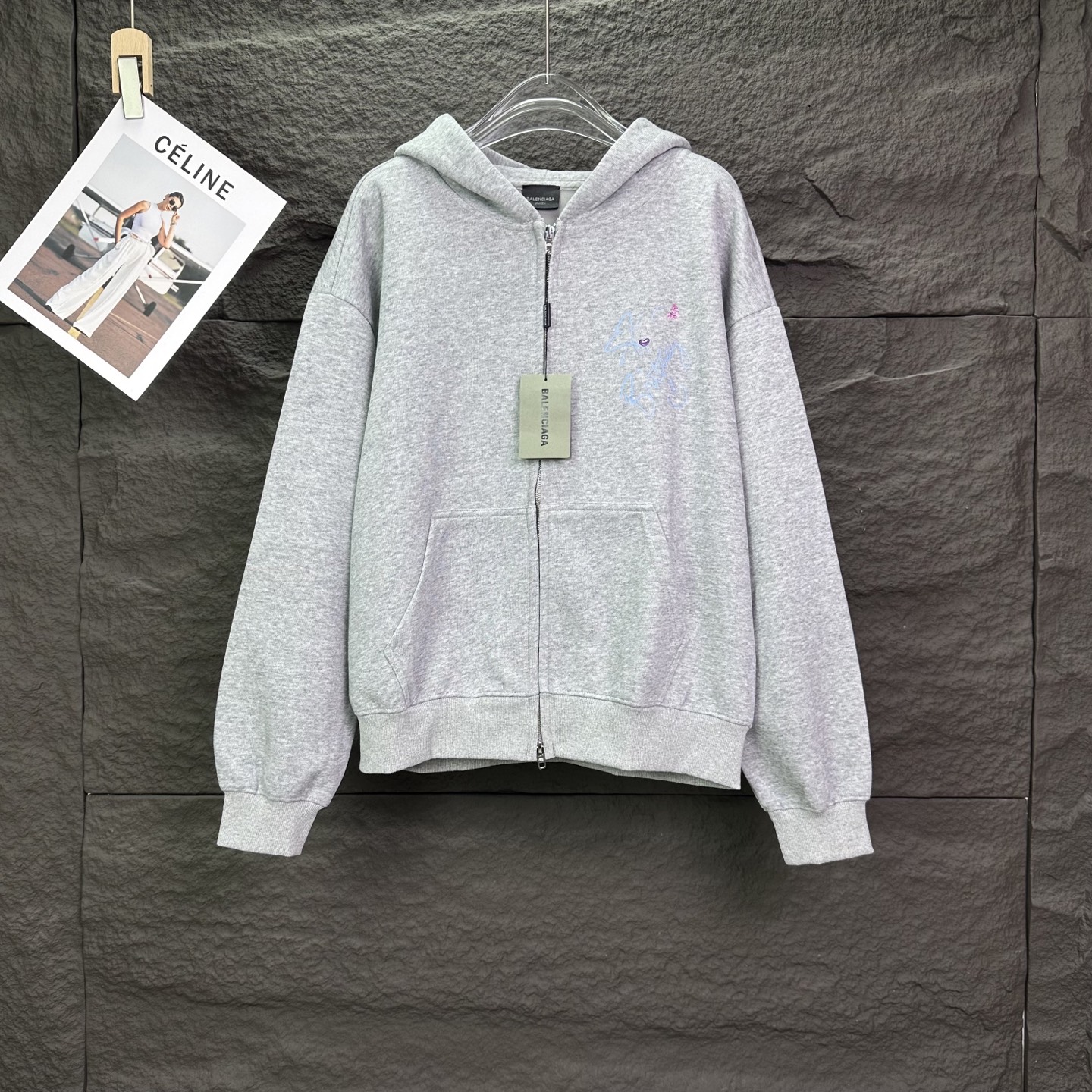 Balenciaga A貨連帽外套 灰色塗鴉設計俏皮風格