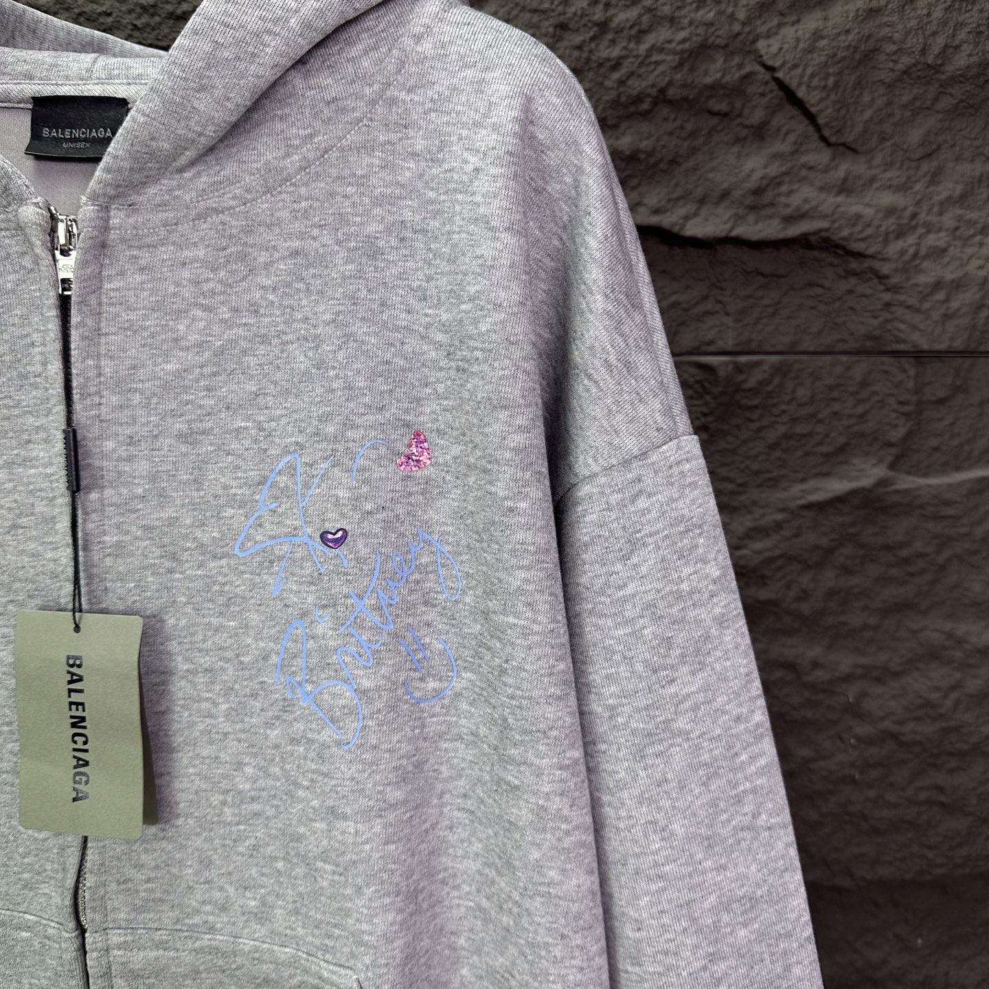 Balenciaga A貨連帽外套 灰色塗鴉設計俏皮風格| 12 Balenciaga A貨連帽外套 灰色塗鴉設計俏皮風格