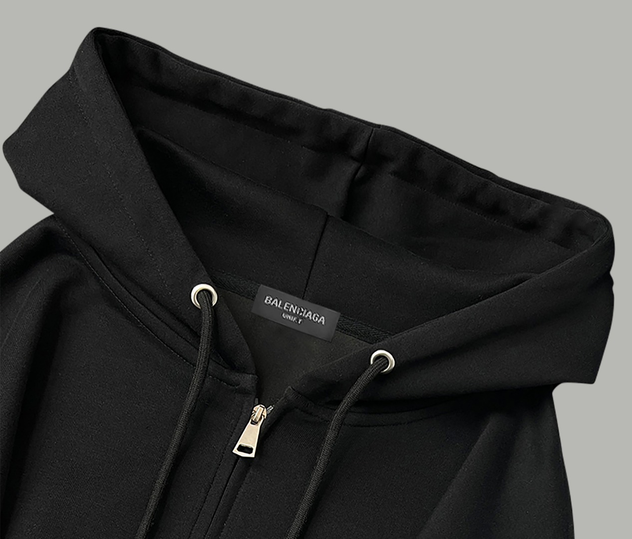 Balenciaga一比一連帽帽T 黑色素面拉鍊外套休閒款| 13 Balenciaga一比一連帽帽T 黑色素面拉鍊外套休閒款