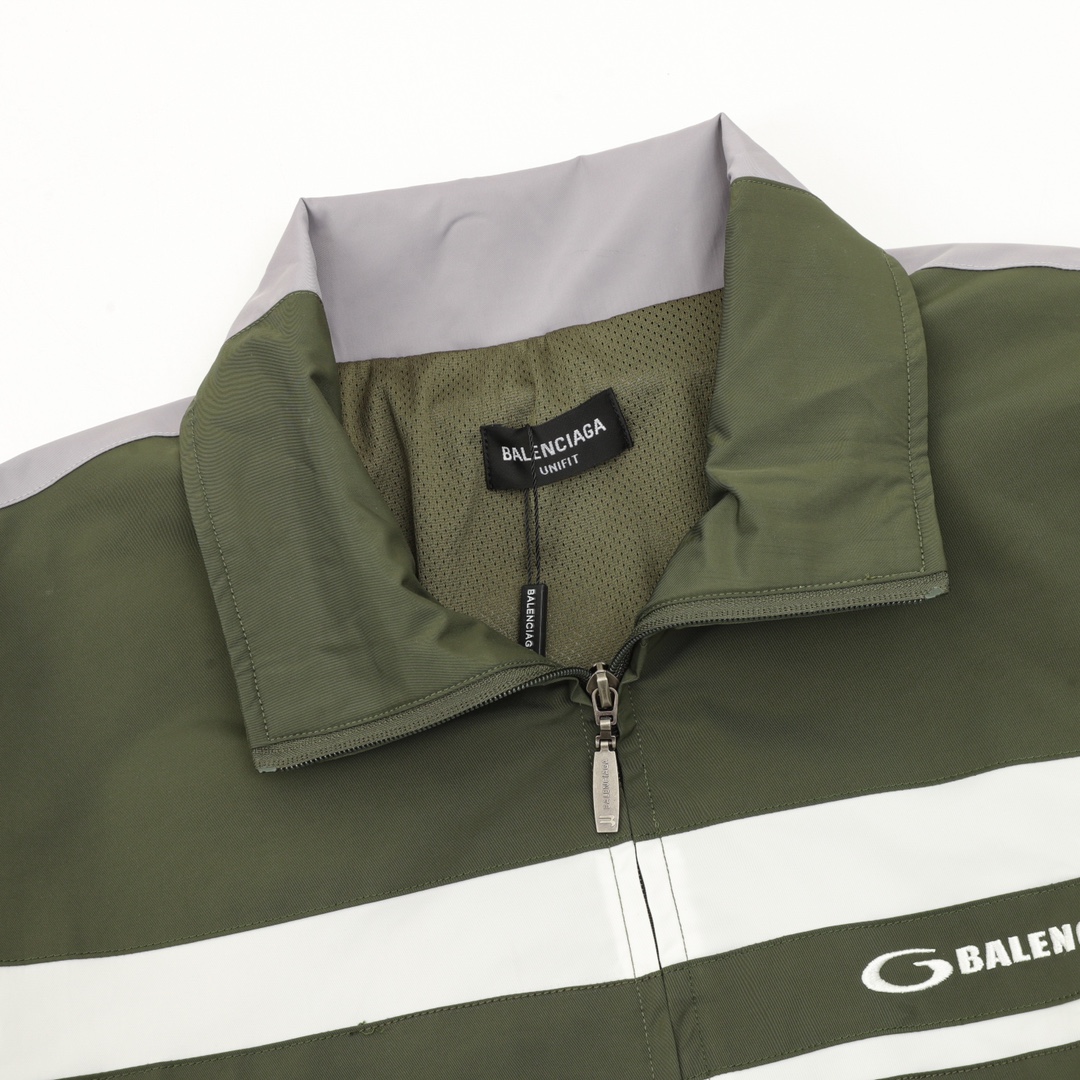 Balenciaga A貨男士軍綠拼色立領外套 拉鍊休閒運動風格| 13 Balenciaga A貨男士軍綠拼色立領外套 拉鍊休閒運動風格