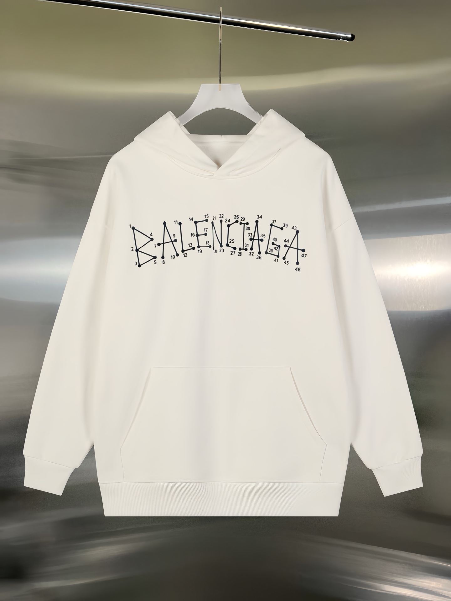Balenciaga A貨白色連帽衛衣 數字點連線字母設計 趣味滿分
