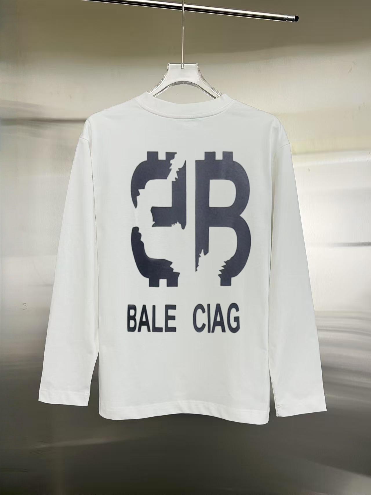 Balenciaga一比一長袖T恤男裝 白色設計感字母潮流風格百搭| 12 Balenciaga一比一長袖T恤男裝 白色設計感字母潮流風格百搭