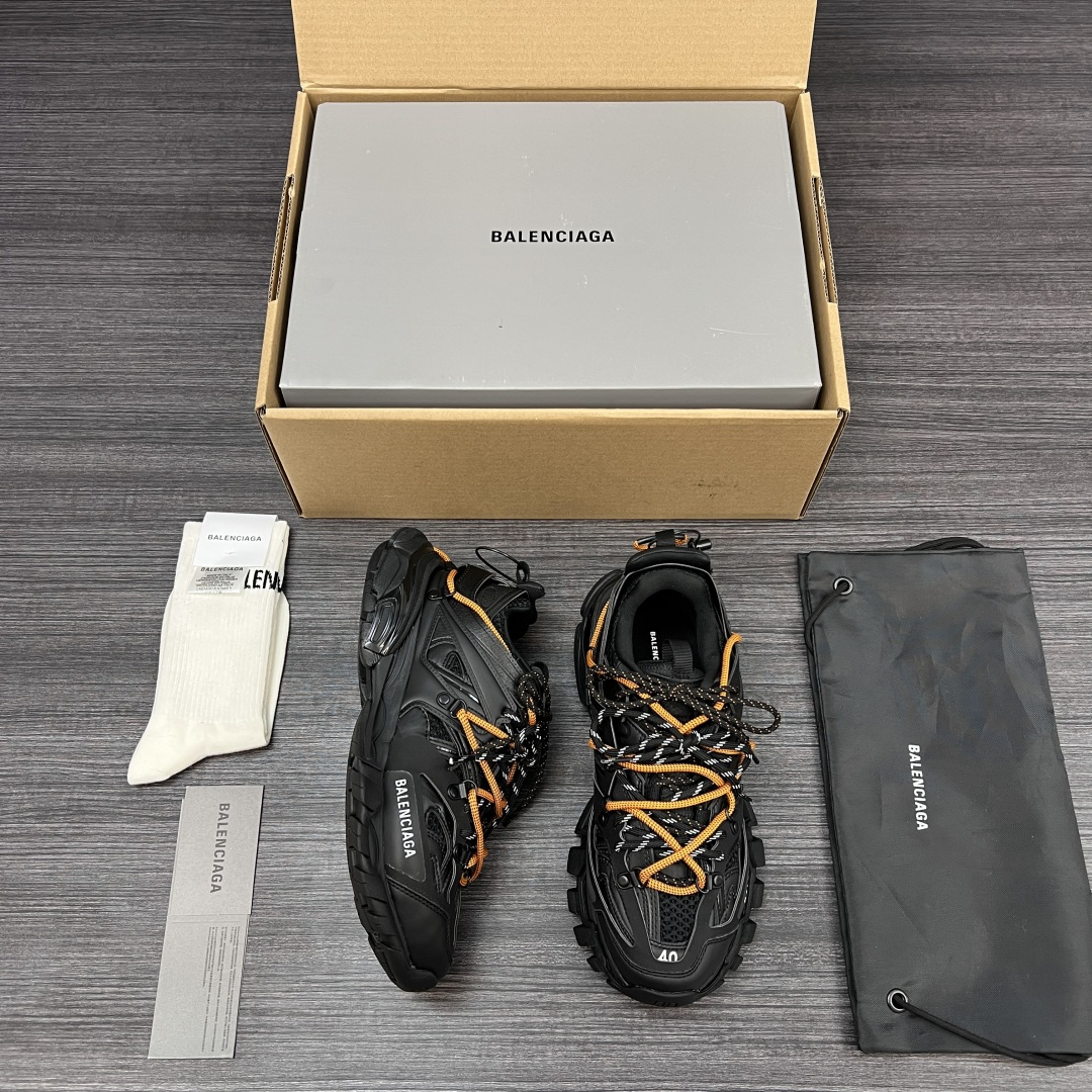 Balenciaga 高仿老爹鞋男款 黑橘撞色 經典潮鞋復刻版｜歐美奢侈品精品推薦