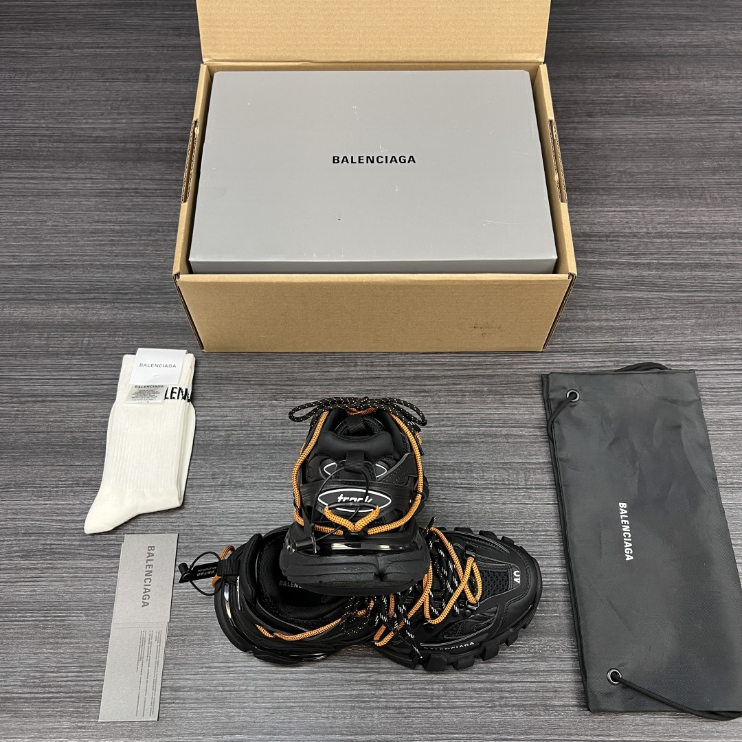 Balenciaga 高仿老爹鞋男款 黑橘撞色 經典潮鞋復刻版｜歐美奢侈品精品推薦