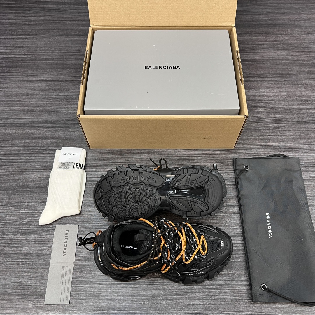 Balenciaga 高仿老爹鞋男款 黑橘撞色 經典潮鞋復刻版｜歐美奢侈品精品推薦