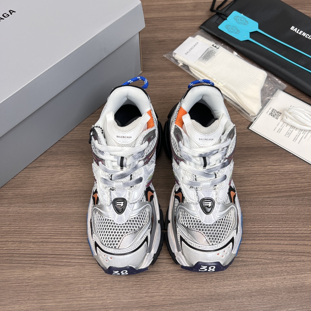 Balenciaga A貨男士白銀橘撞色運動鞋 多層次拼接設計 運動時尚兼具