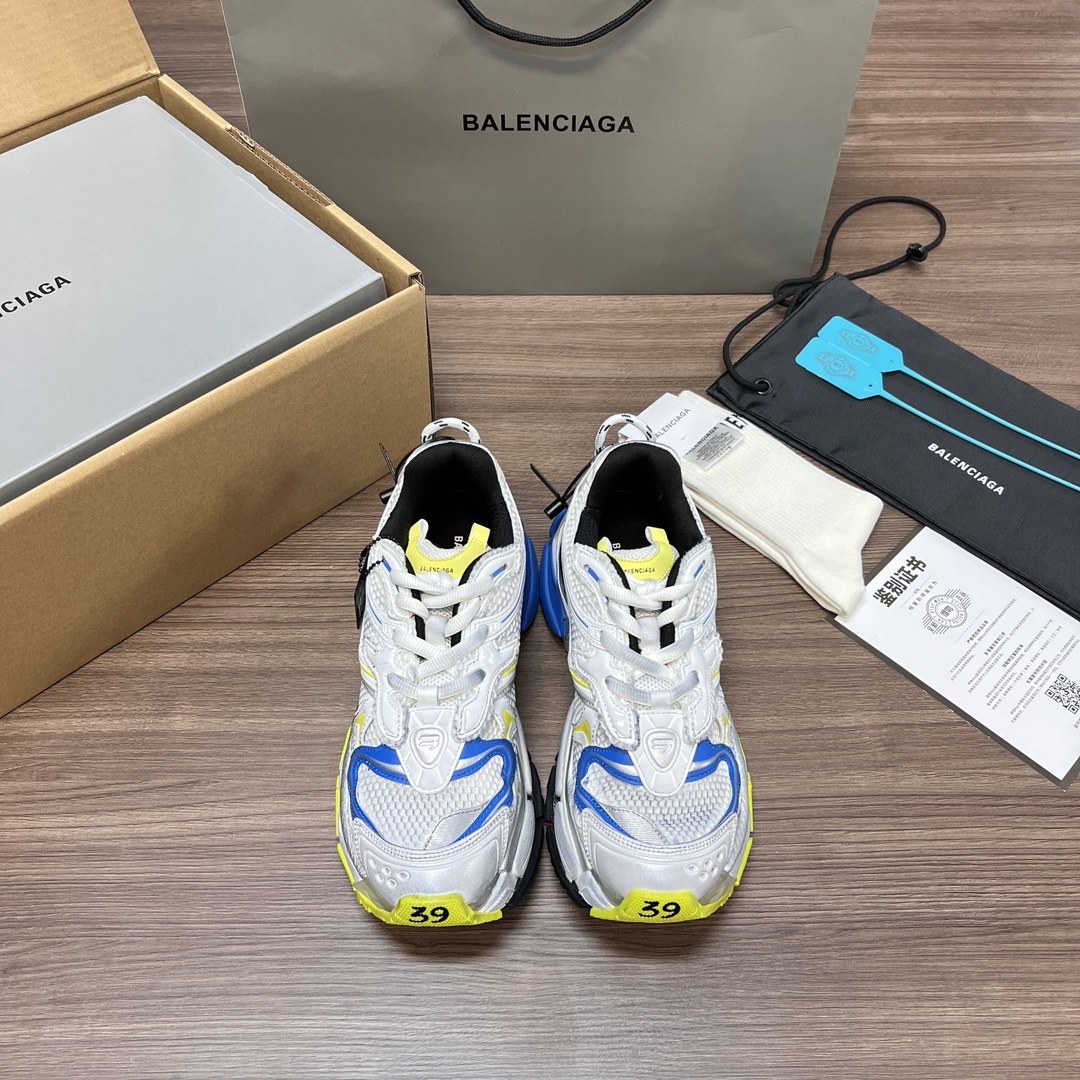 Balenciaga 高仿男款白藍黃配色運動鞋 活力撞色潮流跑鞋