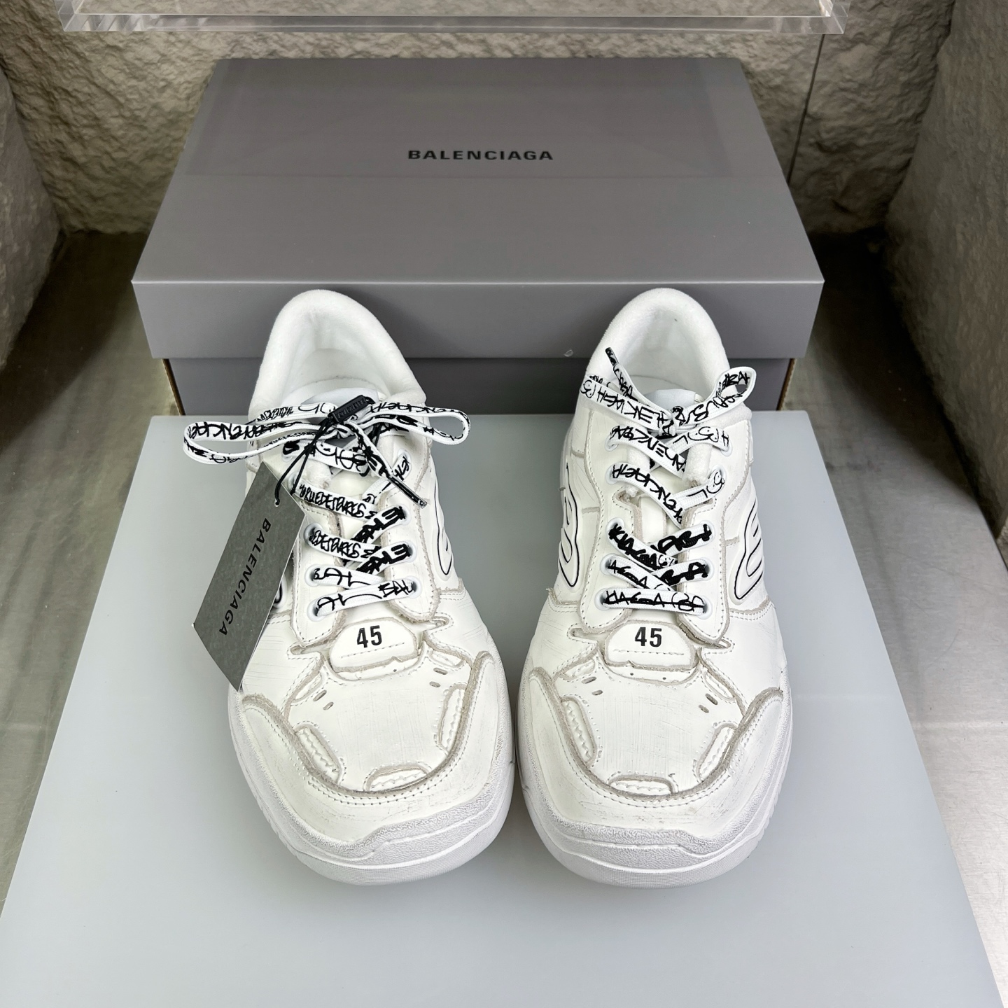 Balenciaga 原單復古滑板鞋 白色低筒設計 男款街頭時尚復刻款