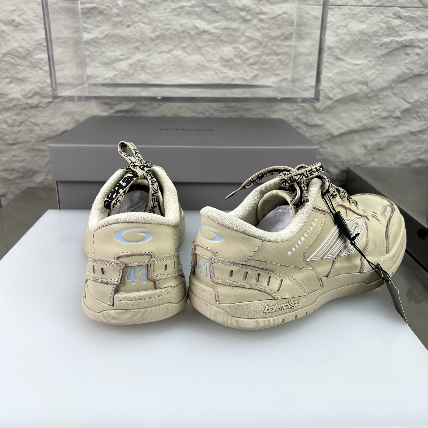 Balenciaga 高仿復古滑板鞋 奶油白男鞋做舊設計 潮流街頭風格｜歐美奢侈品精品推薦