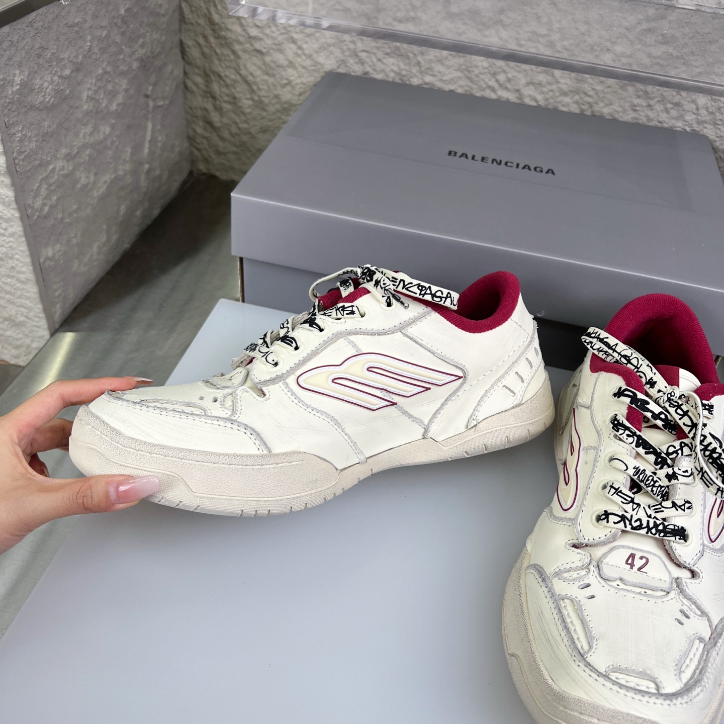 Balenciaga A貨復刻滑板鞋 女款酒紅拼接設計 潮流時尚百搭鞋| 11 Balenciaga A貨復刻滑板鞋 女款酒紅拼接設計 潮流時尚百搭鞋