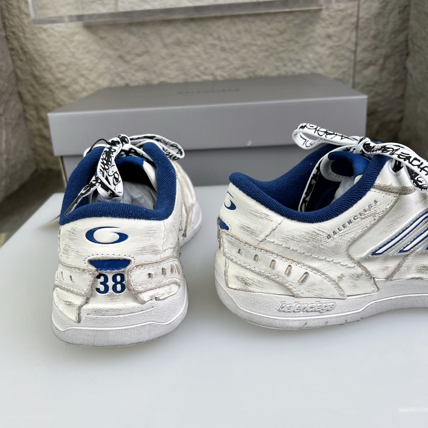 Balenciaga 一比一復刻滑板鞋 白藍拼色經典女款 潮流復古設計｜歐美奢侈品精品推薦