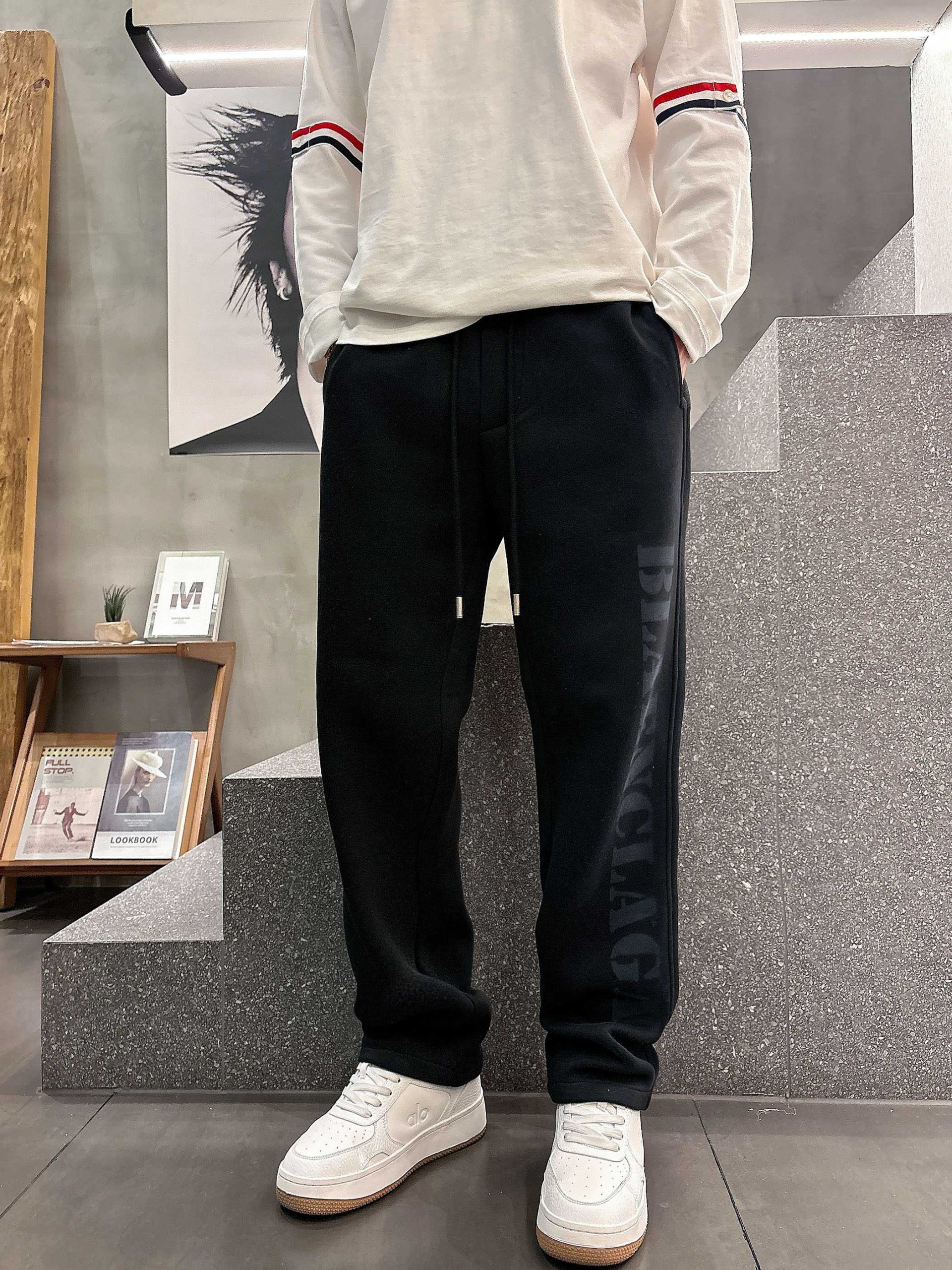 Balenciaga A貨運動褲男款 黑色LOGO直筒褲 潮流簡約設計| 11 Balenciaga A貨運動褲男款 黑色LOGO直筒褲 潮流簡約設計