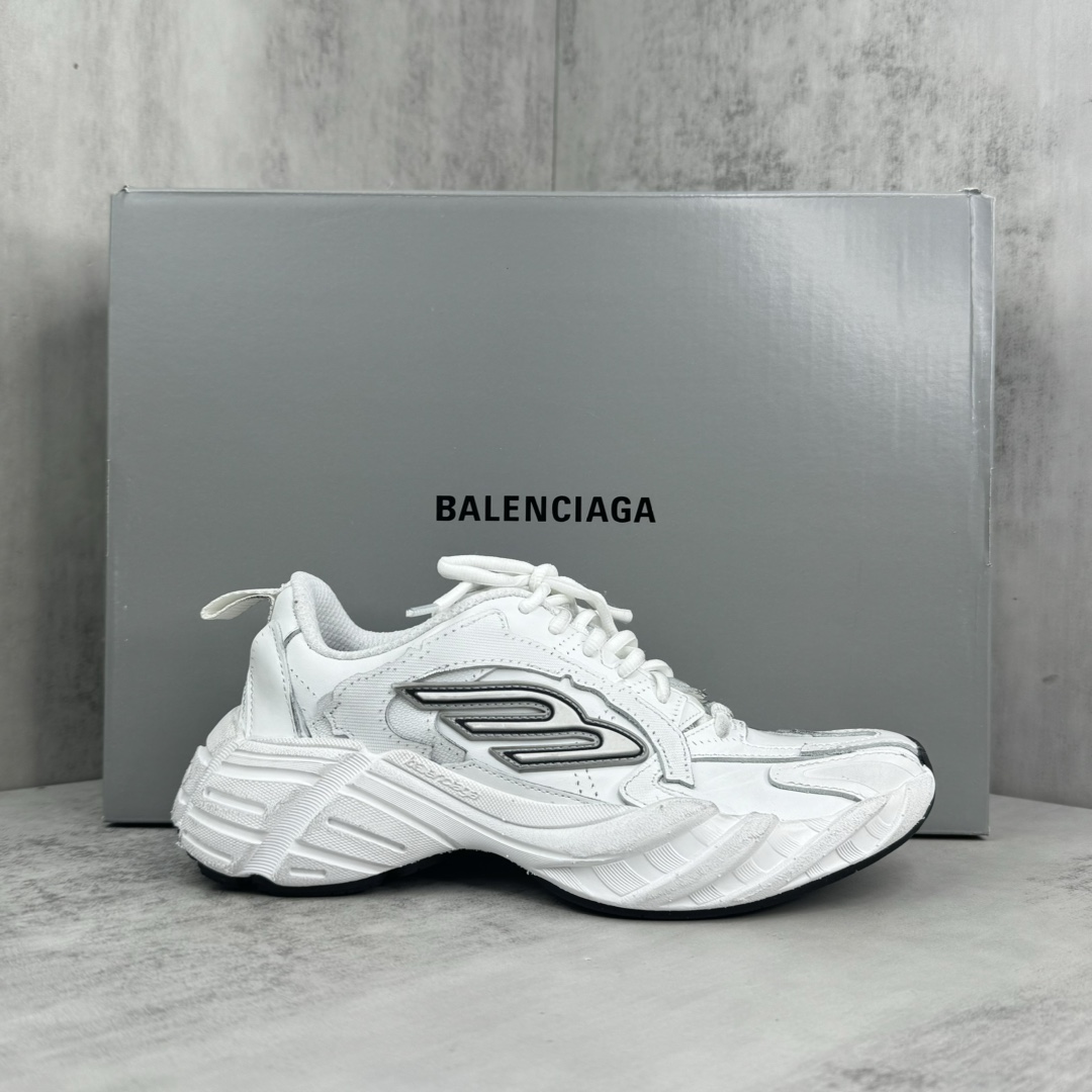 Balenciaga 高仿復古跑鞋 男款白色流線設計 簡約質感百搭