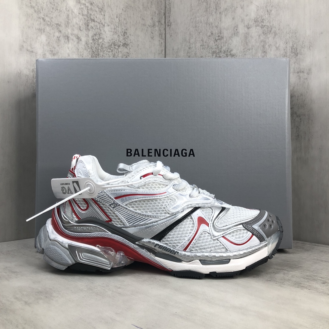 Balenciaga 高仿男士跑鞋 白紅線條與透明底設計 科技潮流融合