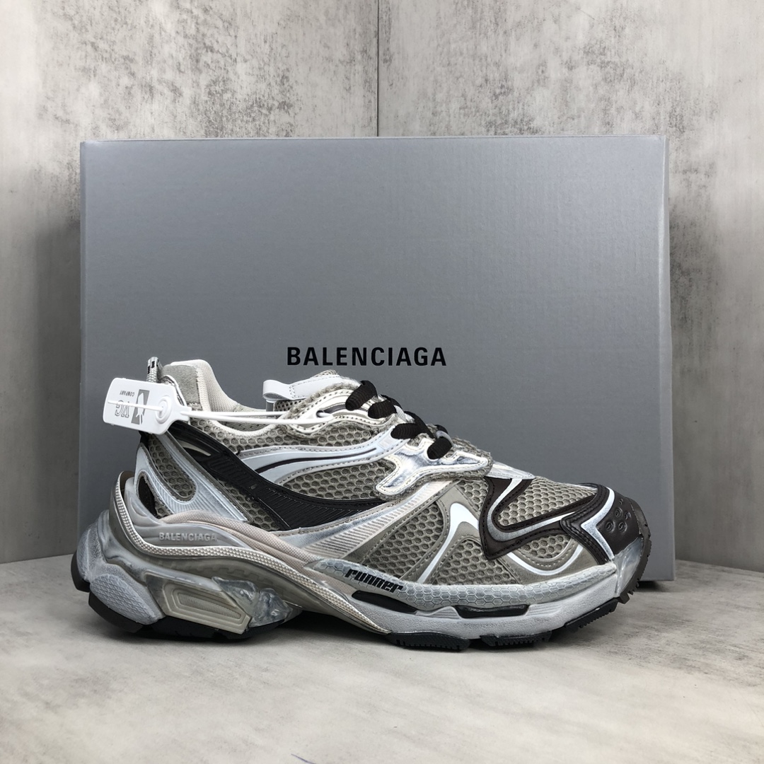 Balenciaga 一比一復刻男鞋 米灰銀黑撞色 跑鞋設計潮流典範