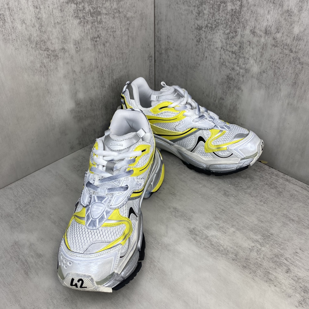 Balenciaga 原單男鞋 白黃撞色設計 高彩度流線運動鞋推薦