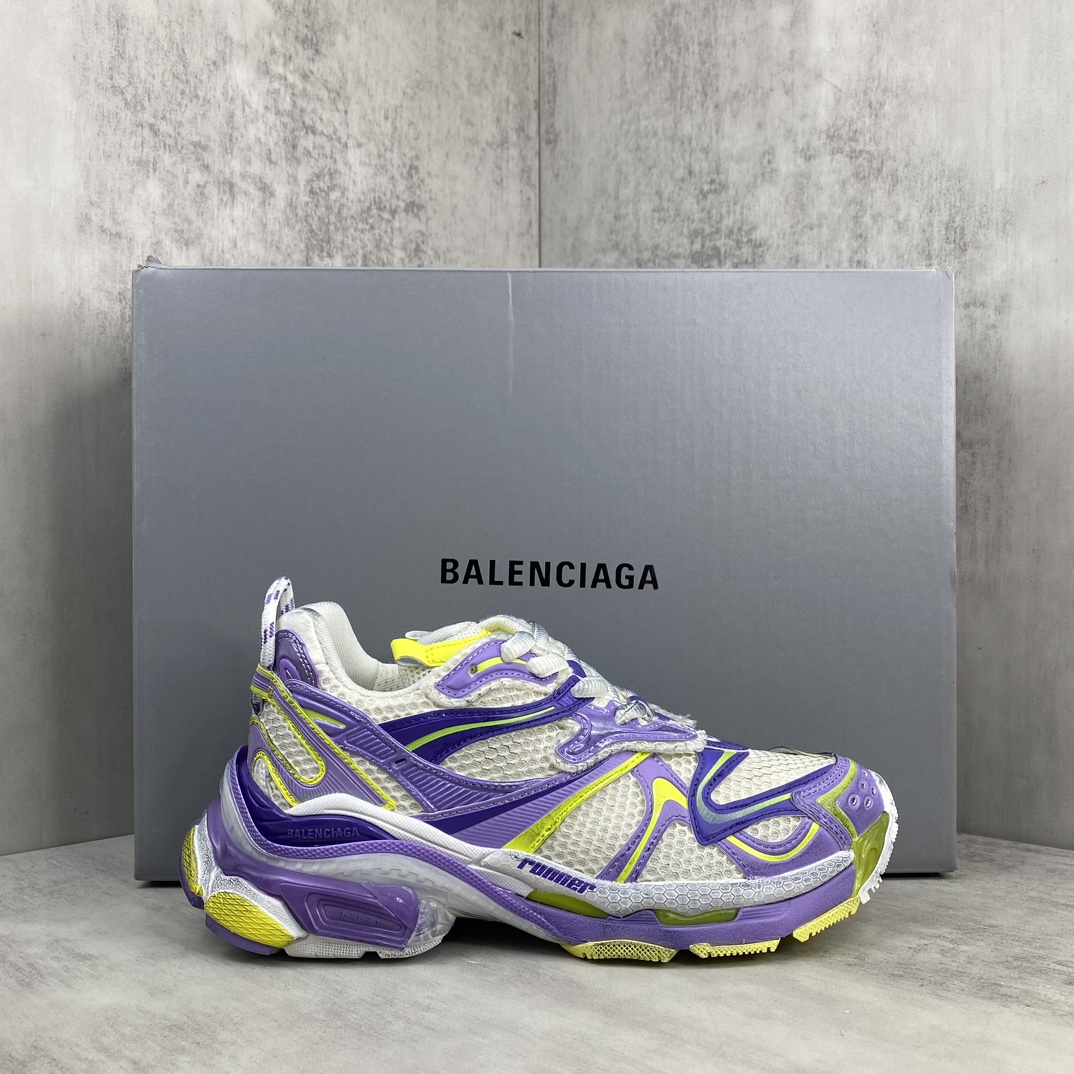 Balenciaga A貨等級男鞋 白紫撞色亮眼設計 透氣舒適網布鞋| 6 Balenciaga A貨等級男鞋 白紫撞色亮眼設計 透氣舒適網布鞋