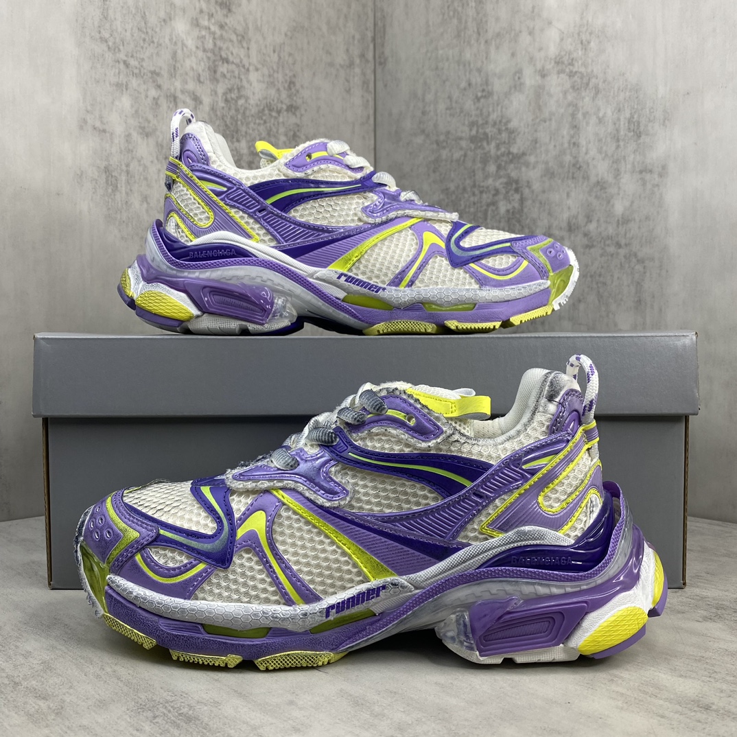 Balenciaga A貨等級男鞋 白紫撞色亮眼設計 透氣舒適網布鞋| 7 Balenciaga A貨等級男鞋 白紫撞色亮眼設計 透氣舒適網布鞋
