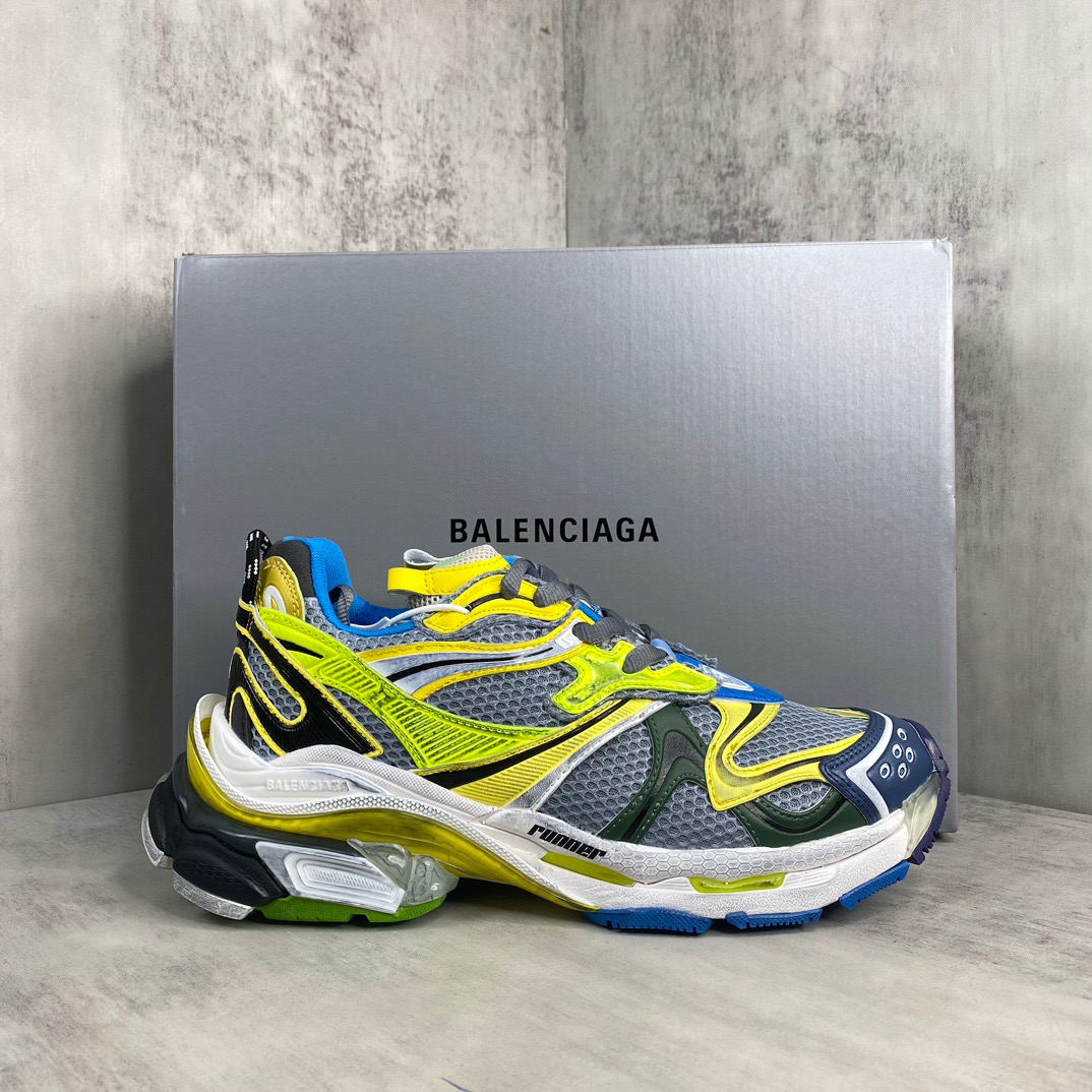 Balenciaga 高仿跑鞋 男款灰黃撞色設計 潮流拼接強烈視覺｜歐美奢侈品精品推薦