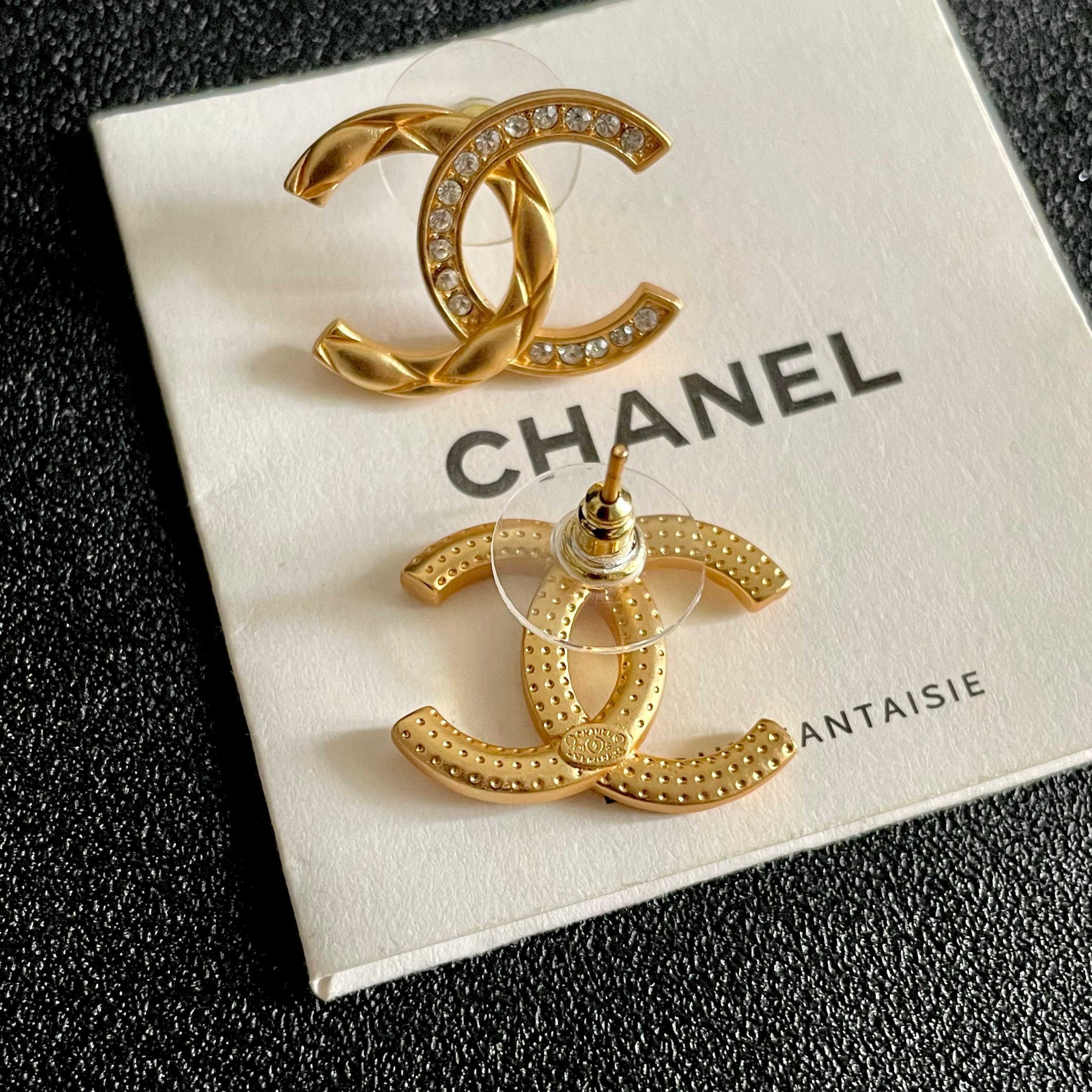 Chanel 高仿雙C金色耳環 菱格紋水鑽華麗設計 女士百搭款| 9 Chanel 高仿雙C金色耳環 菱格紋水鑽華麗設計 女士百搭款