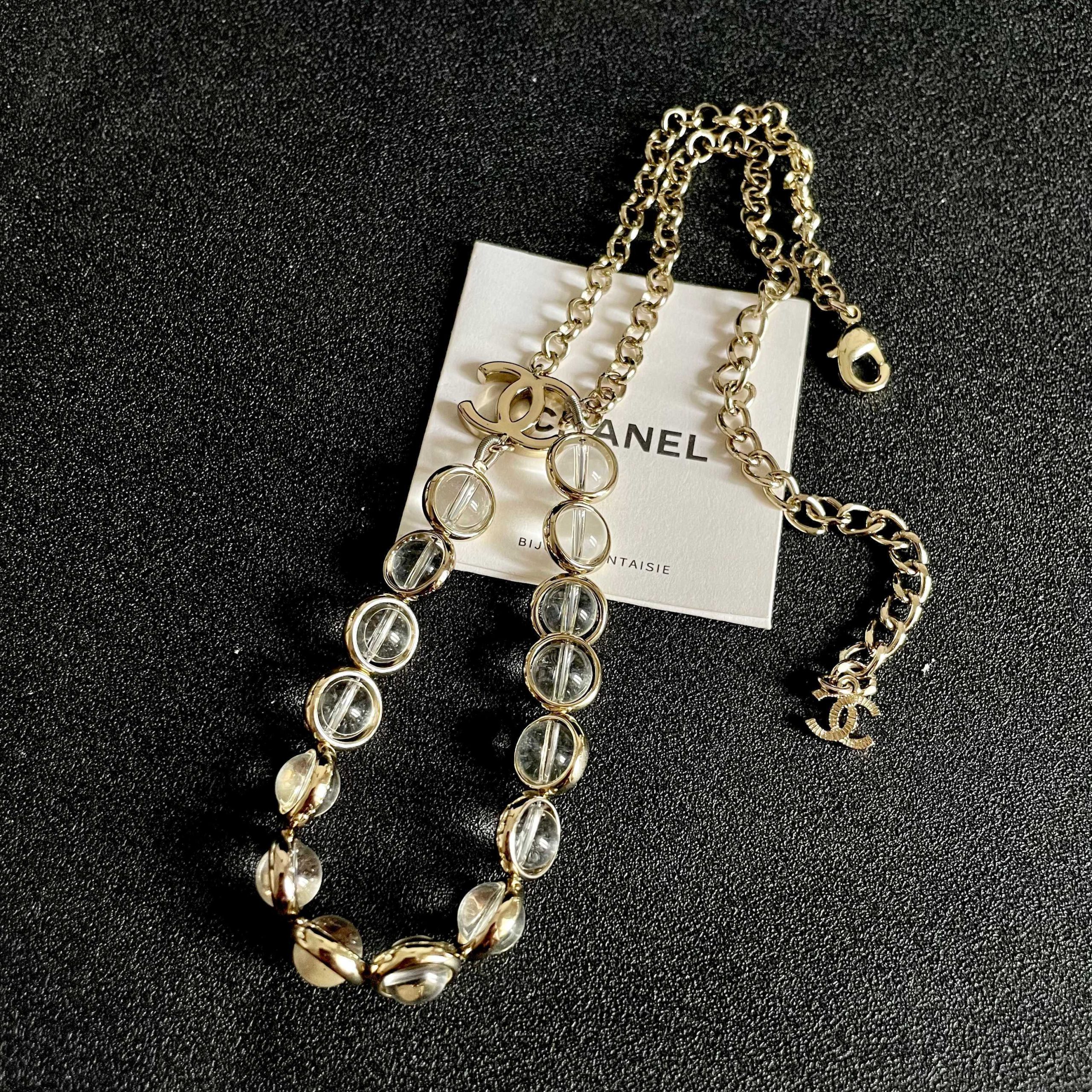 Chanel 高仿透明串珠項鍊 幾何設計感 雙C點綴優雅立體感| 7 Chanel 高仿透明串珠項鍊 幾何設計感 雙C點綴優雅立體感