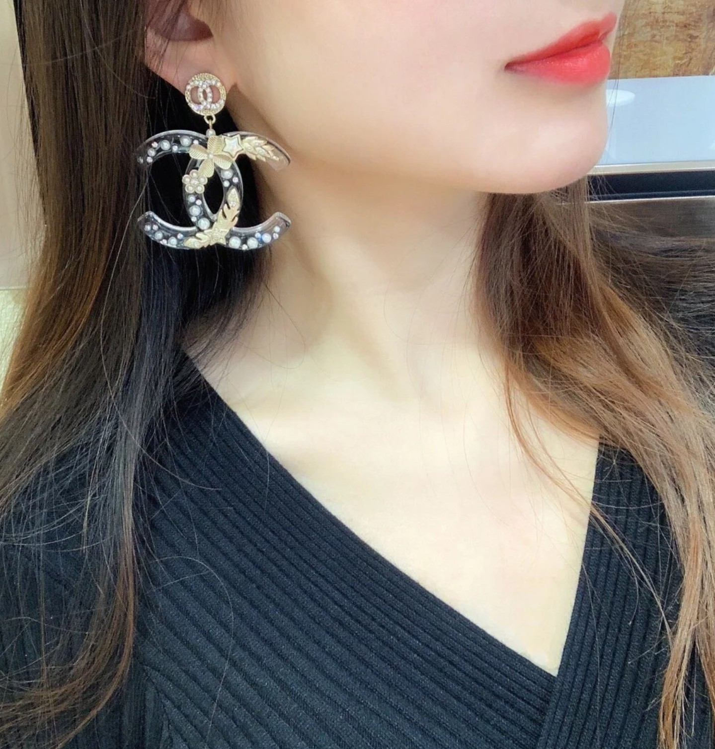 Chanel 一比一透明雙C星月蝴蝶結耳環 浪漫浮雕細節 女士夢幻飾品| 9 Chanel 一比一透明雙C星月蝴蝶結耳環 浪漫浮雕細節 女士夢幻飾品