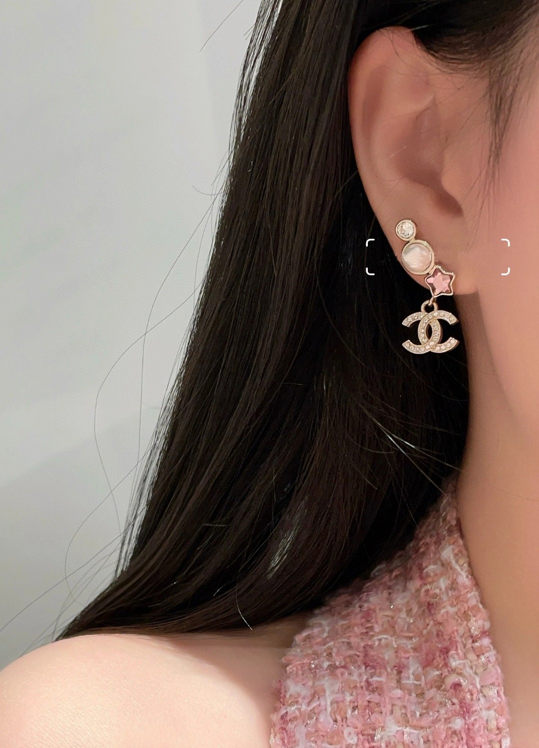 Chanel 高仿珍珠粉鑽雙C耳環 星型寶石甜美造型設計| 14 Chanel 高仿珍珠粉鑽雙C耳環 星型寶石甜美造型設計