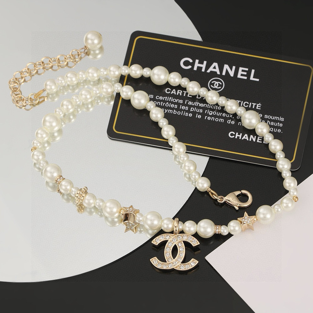Chanel A貨珍珠項鍊星星設計雙C吊墜女款氣質百搭風| 14 Chanel A貨珍珠項鍊星星設計雙C吊墜女款氣質百搭風