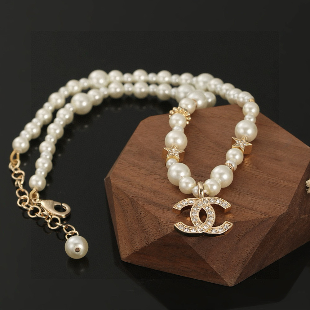 Chanel A貨珍珠項鍊星星設計雙C吊墜女款氣質百搭風| 13 Chanel A貨珍珠項鍊星星設計雙C吊墜女款氣質百搭風