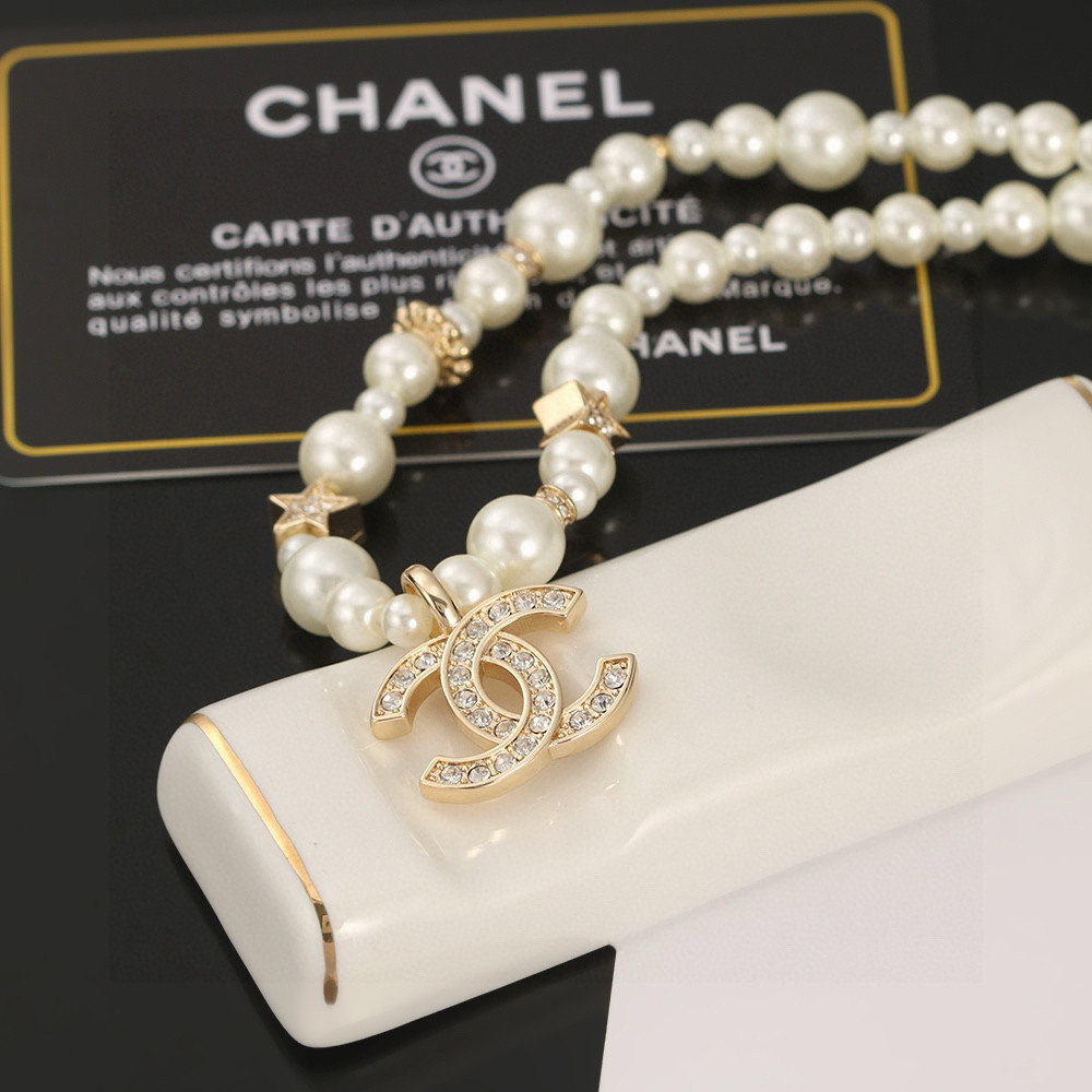 Chanel A貨珍珠項鍊星星設計雙C吊墜女款氣質百搭風| 8 Chanel A貨珍珠項鍊星星設計雙C吊墜女款氣質百搭風