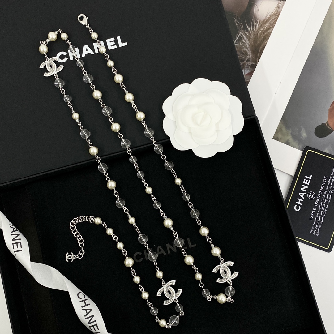 Chanel 高仿雙層珍珠項鍊 女士CC LOGO層次鏈飾| 14 Chanel 高仿雙層珍珠項鍊 女士CC LOGO層次鏈飾