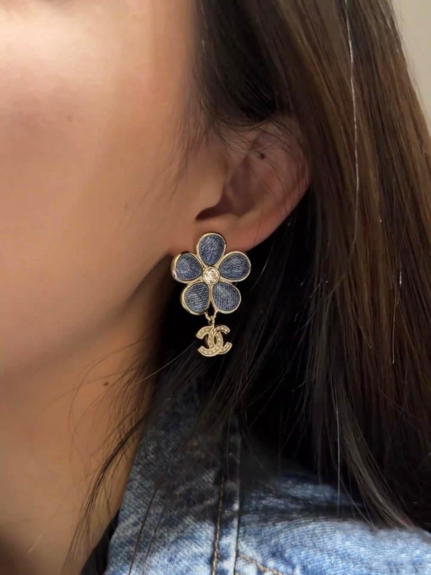 Chanel 高仿藍色花朵耳環 CC LOGO吊飾設計 女款飾品| 8 Chanel 高仿藍色花朵耳環 CC LOGO吊飾設計 女款飾品