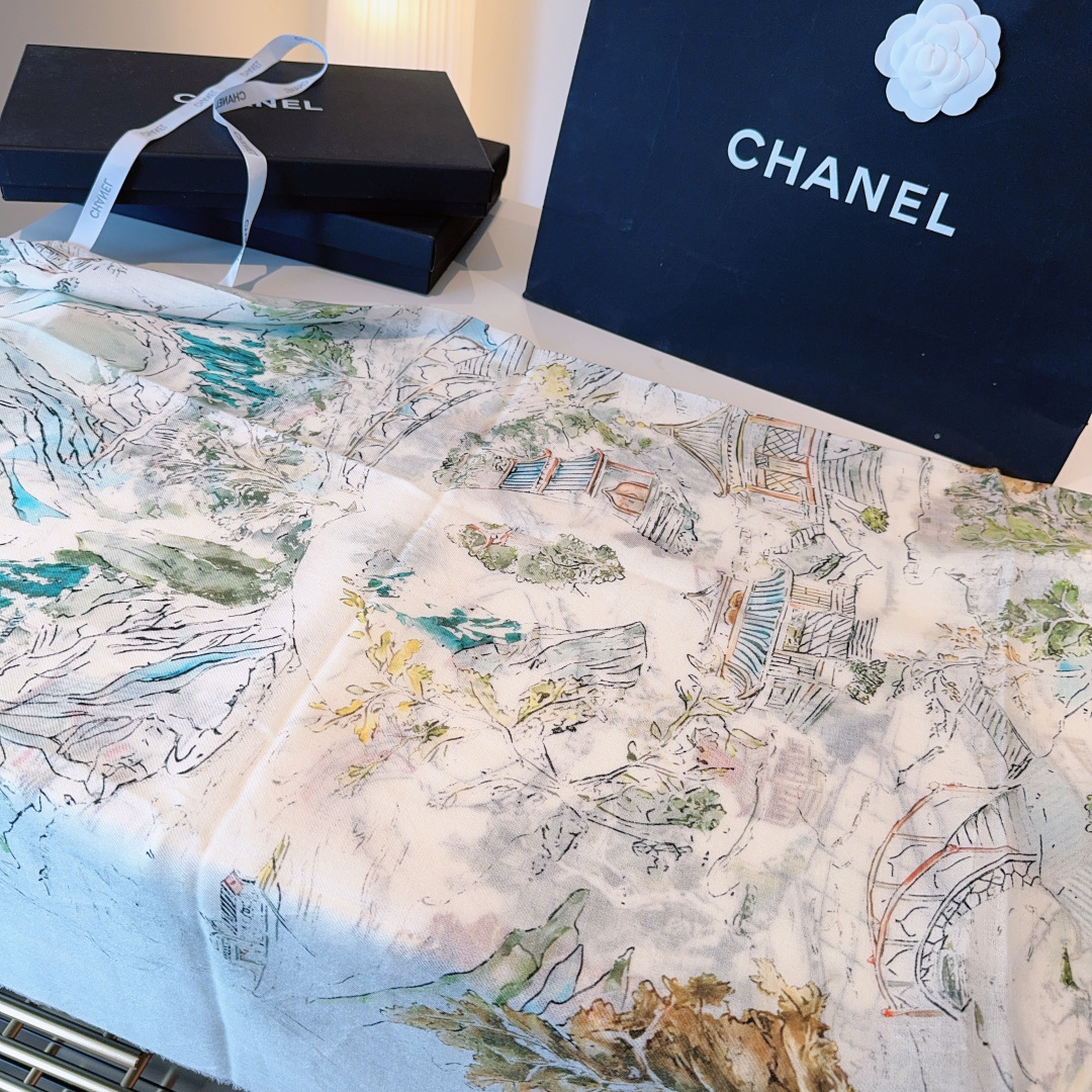 Chanel原單披肩白底花卉圖騰輕柔羊毛圍巾設計款|超A仿原單精品圖片 17 Chanel原單披肩白底花卉圖騰輕柔羊毛圍巾設計款|歐美奢侈品精品推薦