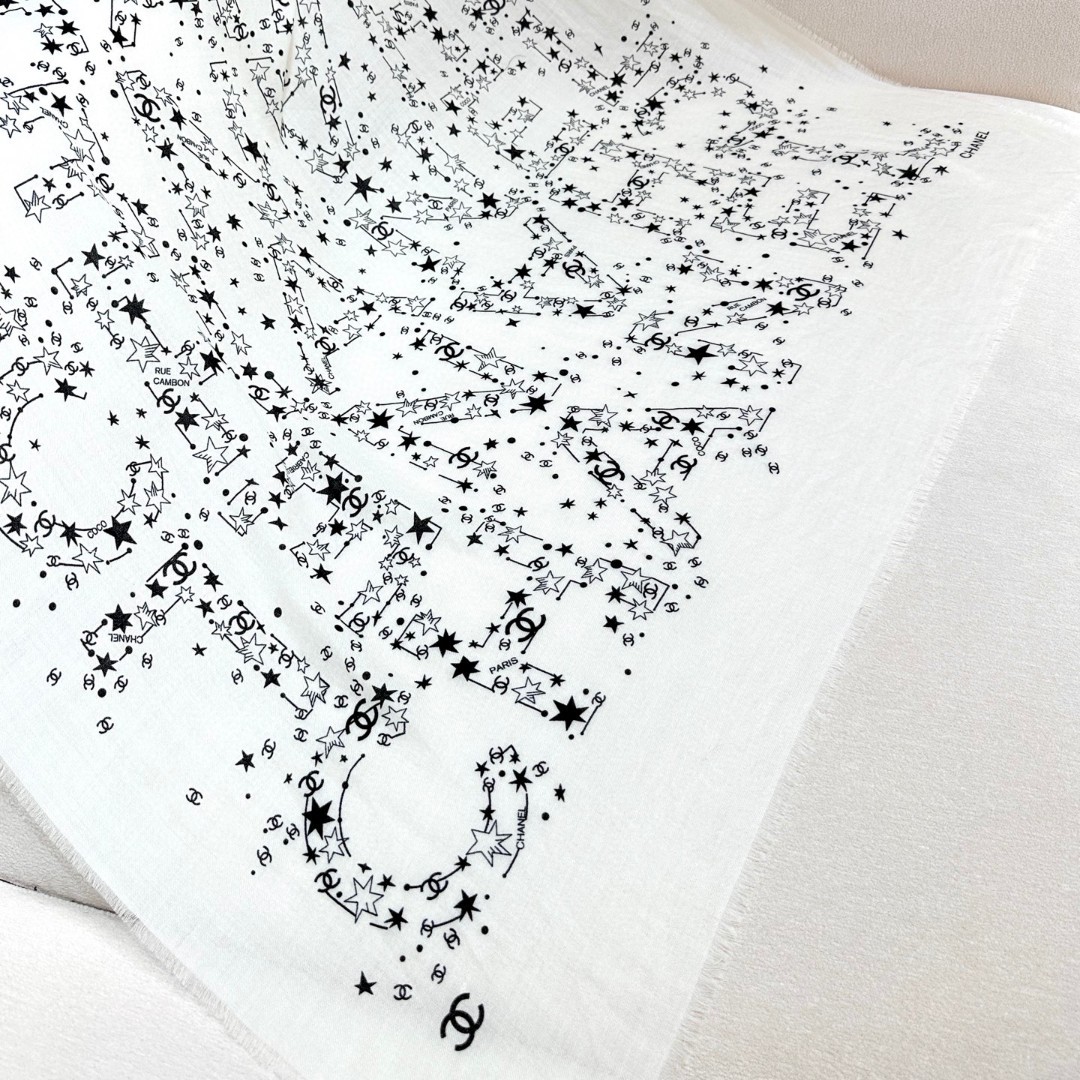 Chanel一比一星座圖騰白色方巾 天文設計輕紗圍巾|超A仿原單精品圖片 11 Chanel一比一星座圖騰白色方巾 天文設計輕紗圍巾|歐美奢侈品精品推薦