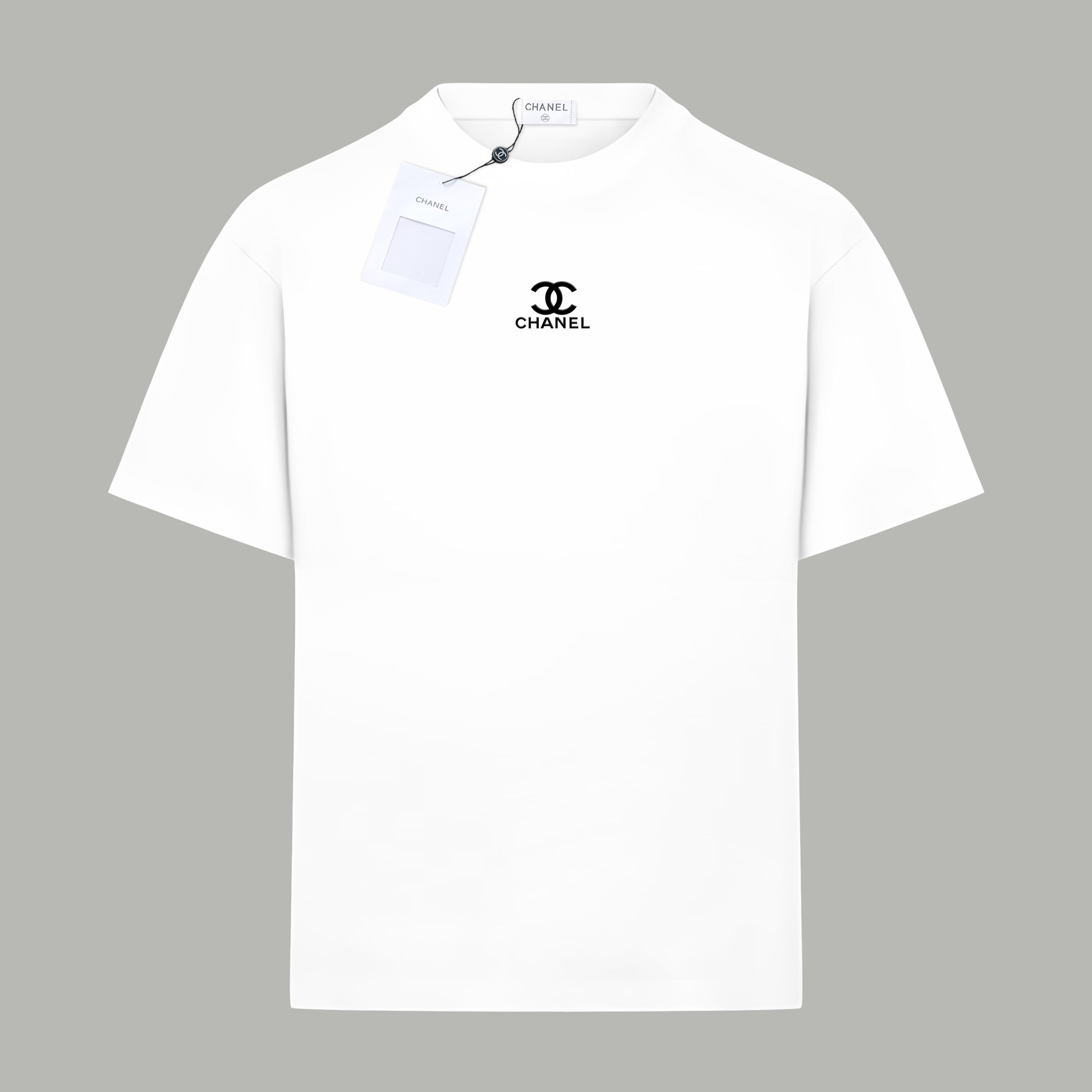 Chanel高仿白色短袖T恤 雙C小標刺繡設計 夏日簡約首選