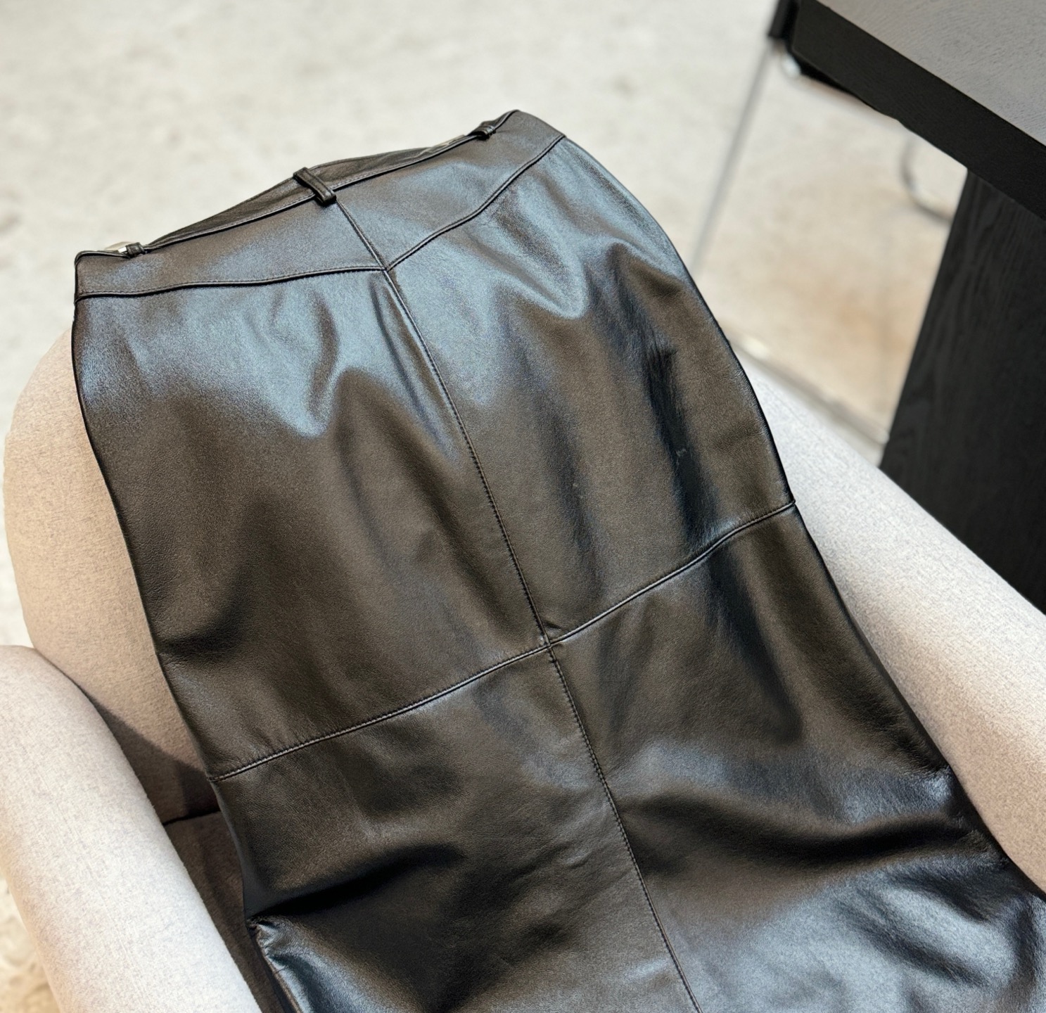 Chanel A貨女款皮裙 高腰剪裁設計感拼接口袋 修身顯瘦百搭｜歐美奢侈品精品推薦